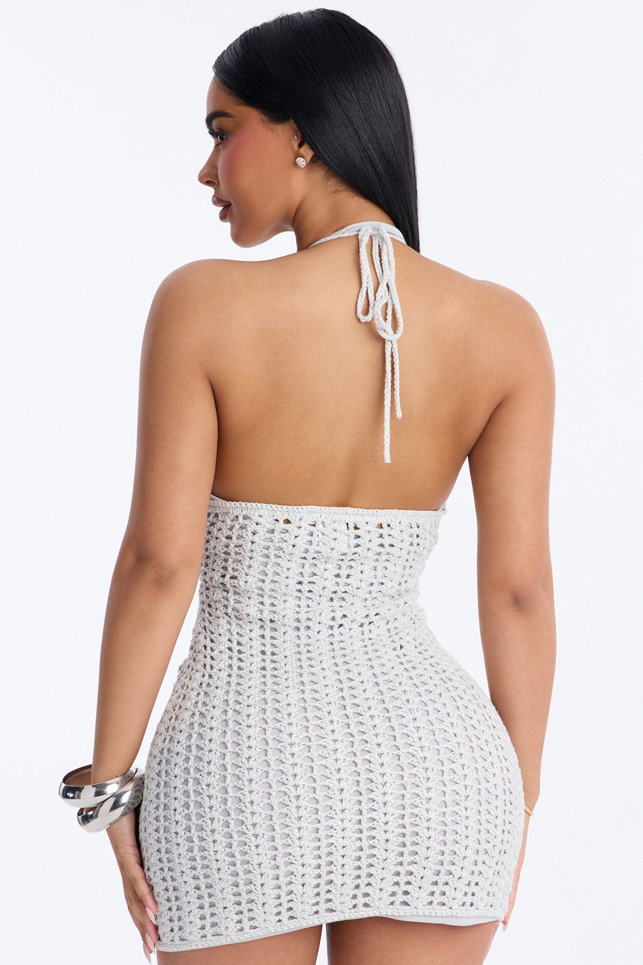 Beach Club Metallic Mini Dress - Silver