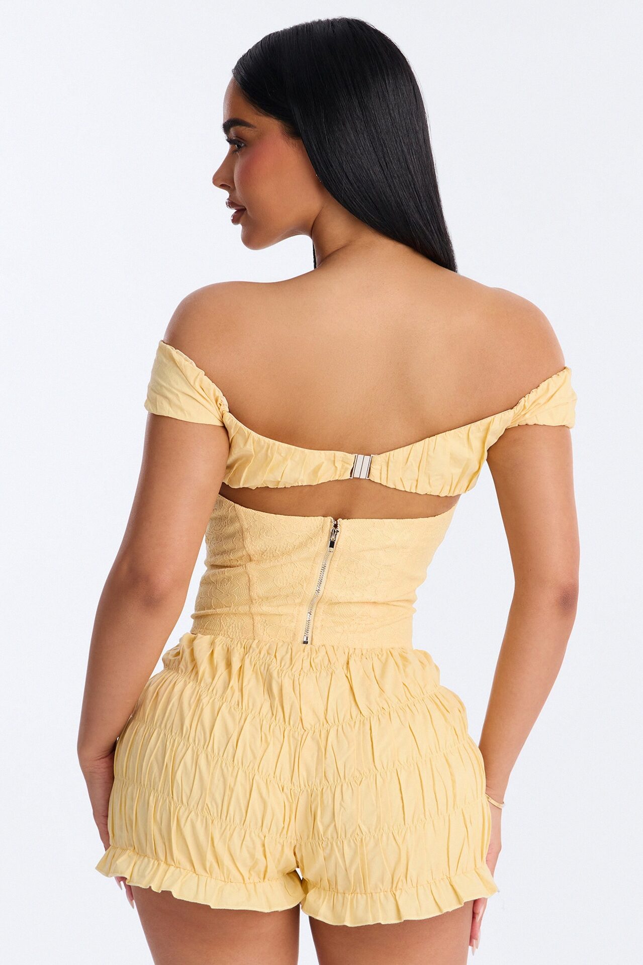 Gigi Poplin Corset And Micro Short Set - Yellow