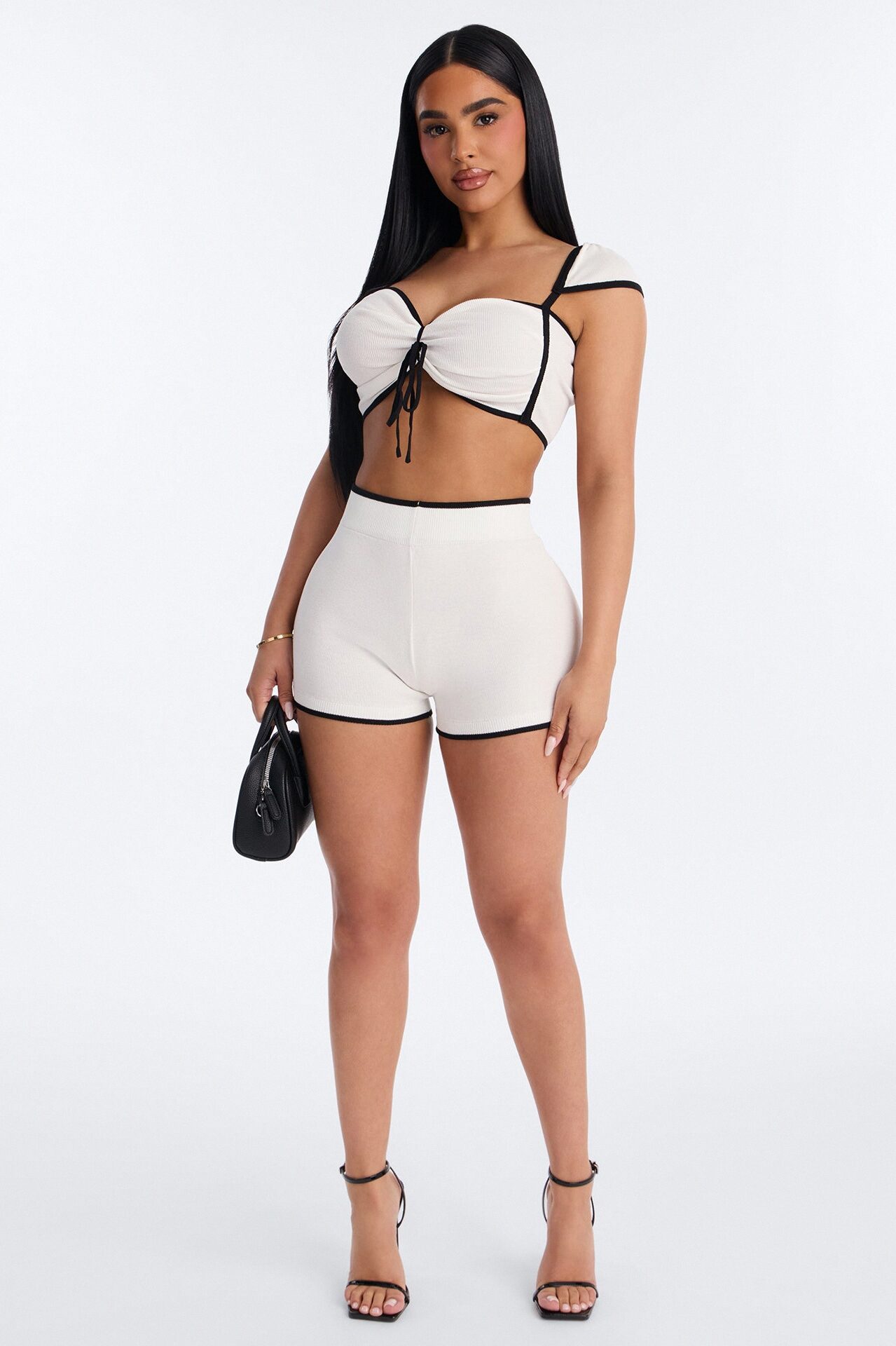 Dariana Sweater Micro Short Set - White