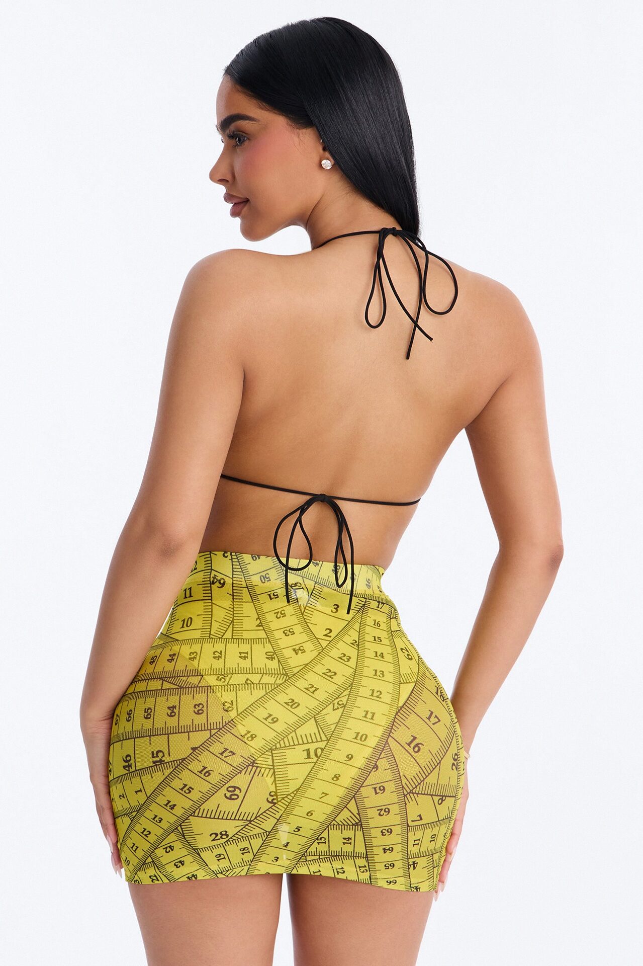 Inches Don’t Lie Mesh Mini Skirt Set - Yellow/combo