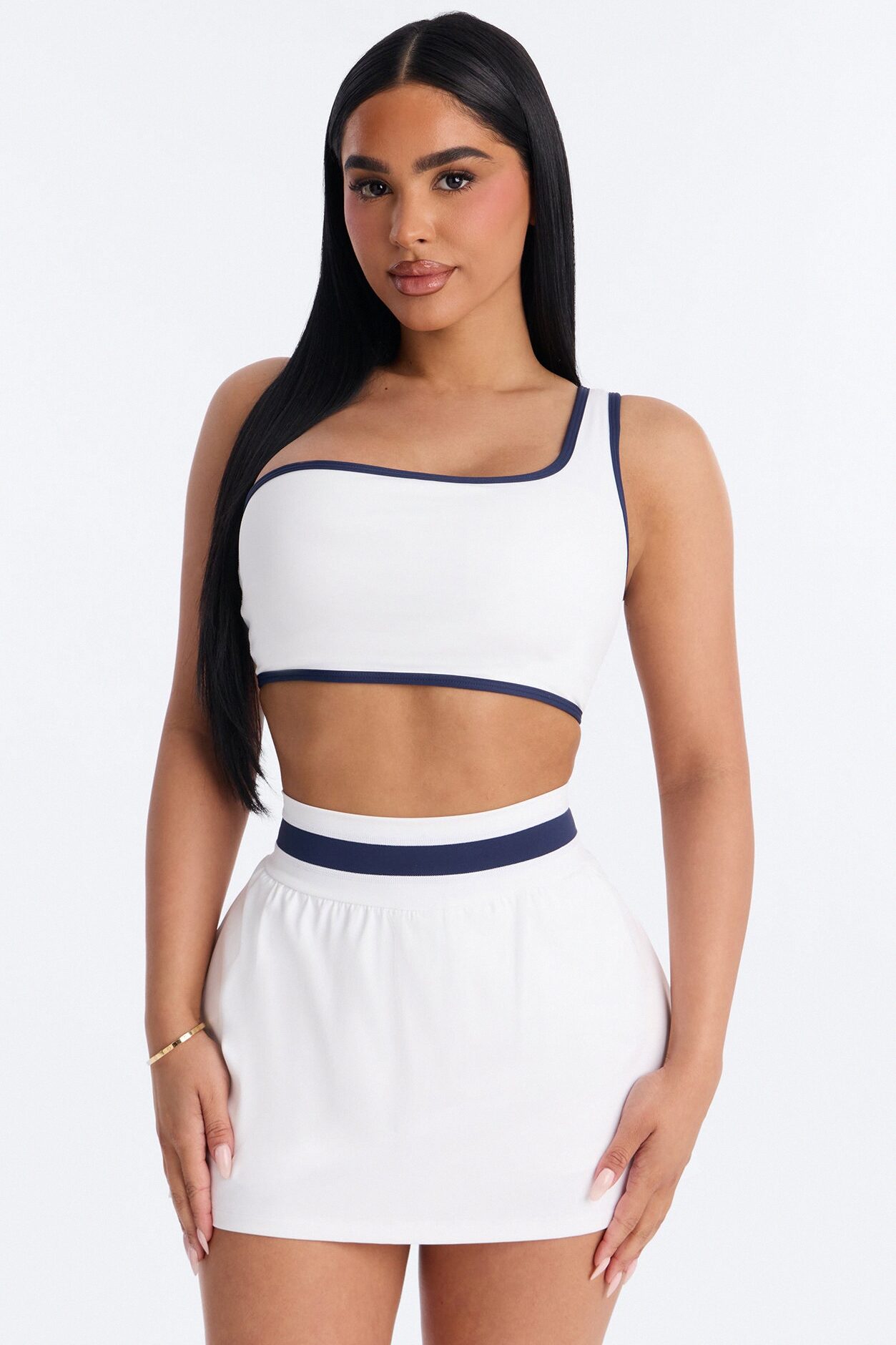 Daniele One Shoulder Skirt Set - White