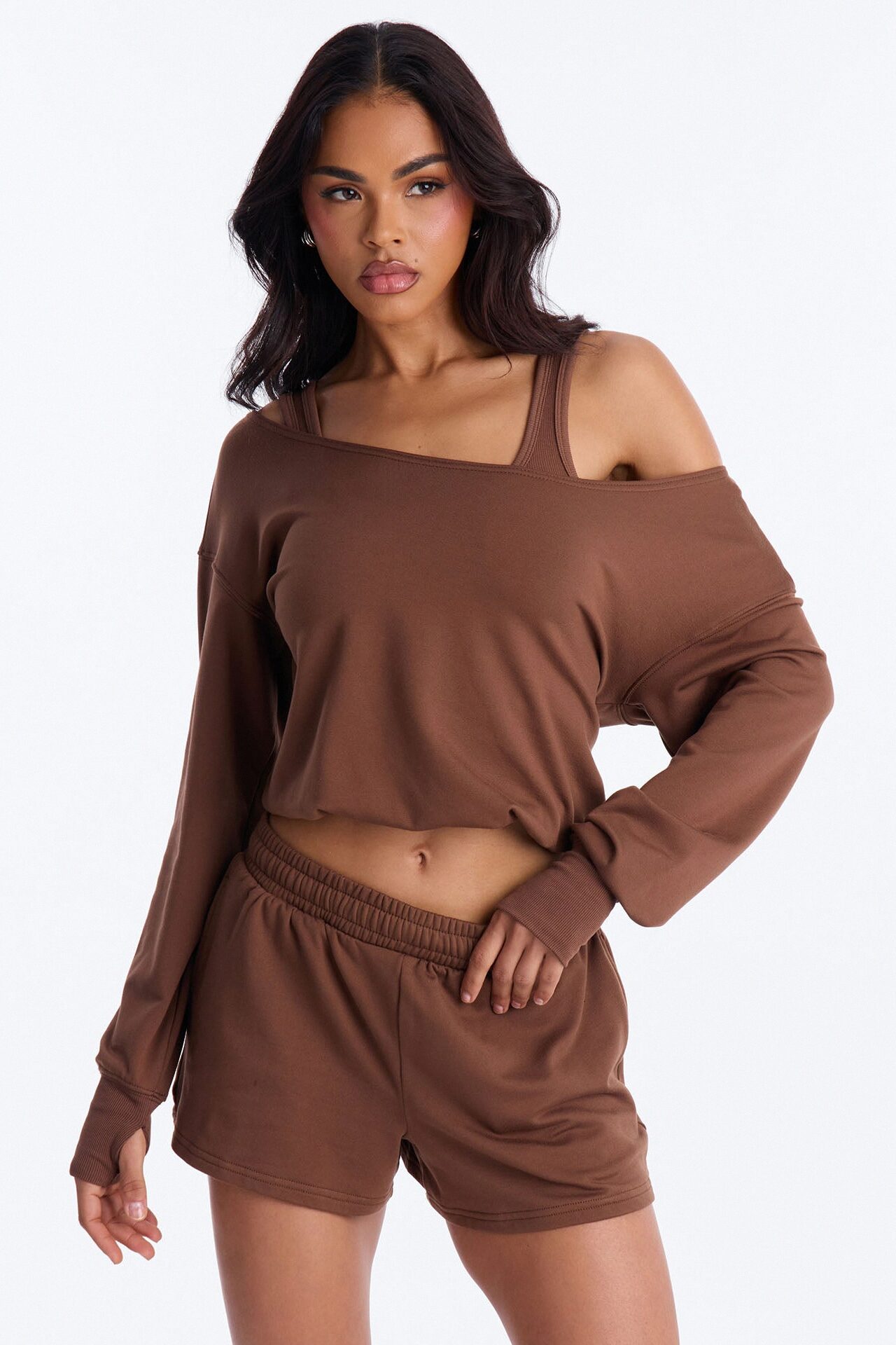 Finley Fleece Short Set - Chocolate
