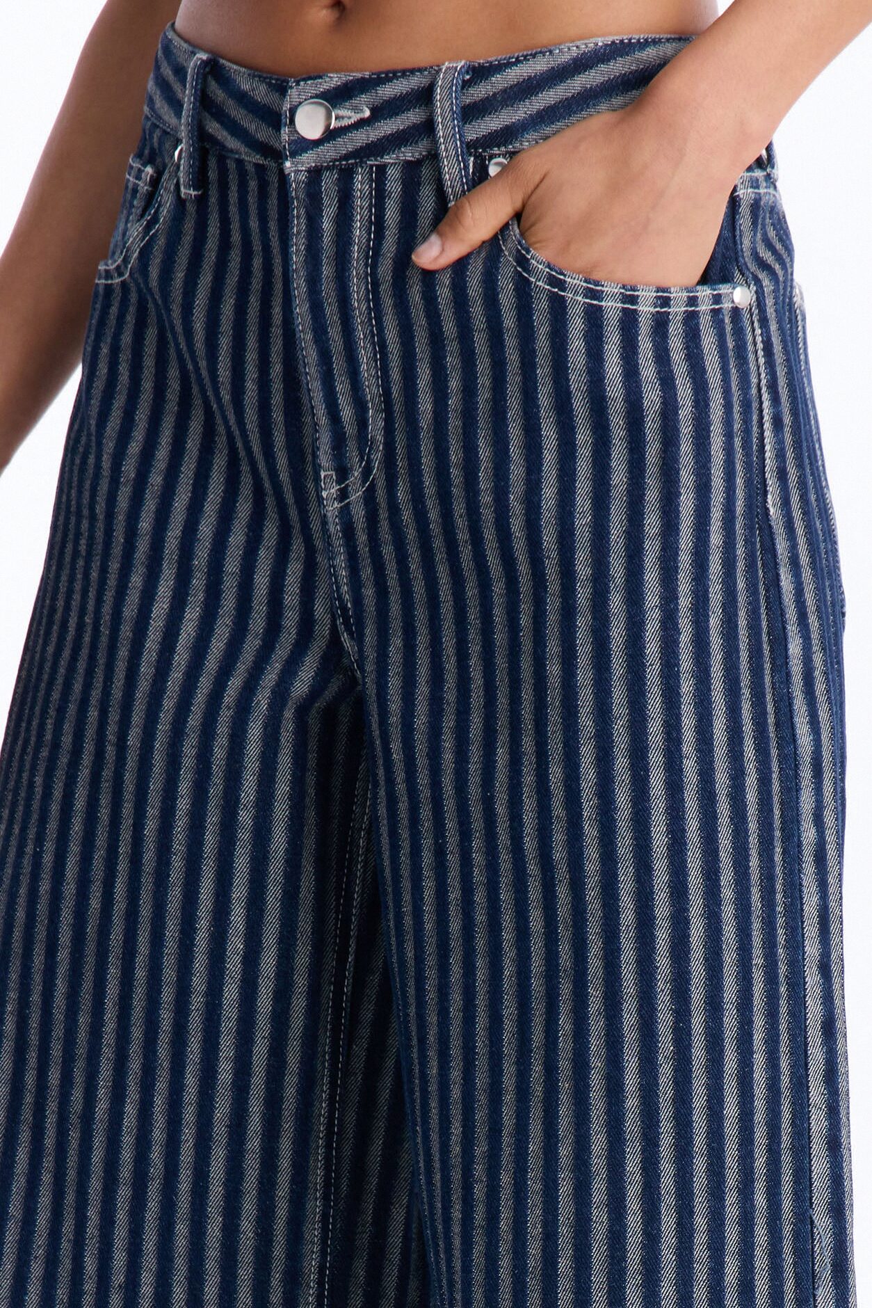 Grand Finish Striped Denim Jorts - Dark Wash