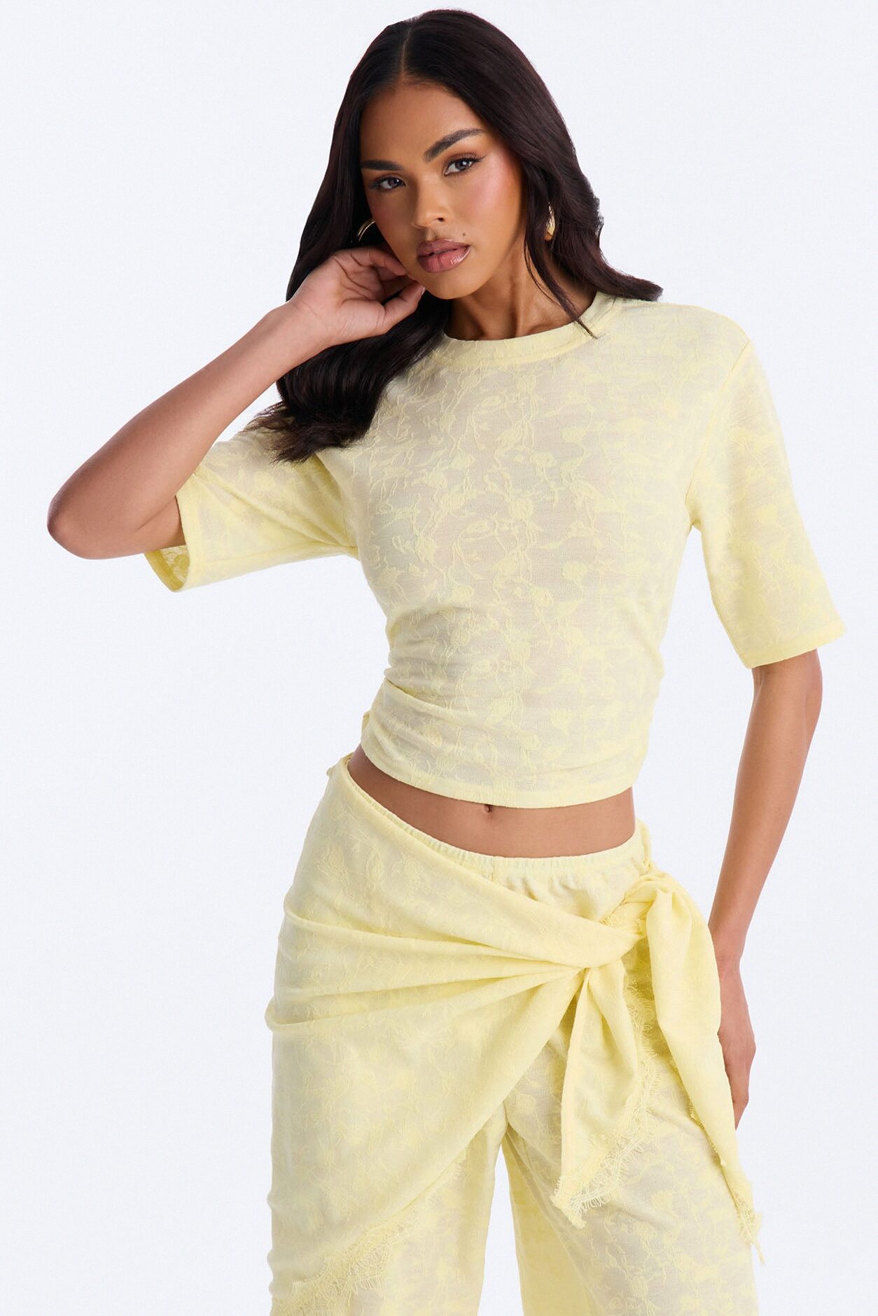 Solana Lace 3 Piece Pant Set - Yellow