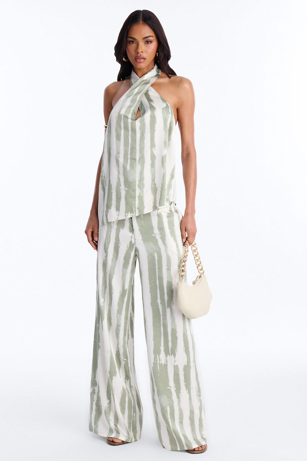 Glimmer Muse Halter Pant Set - Green/combo