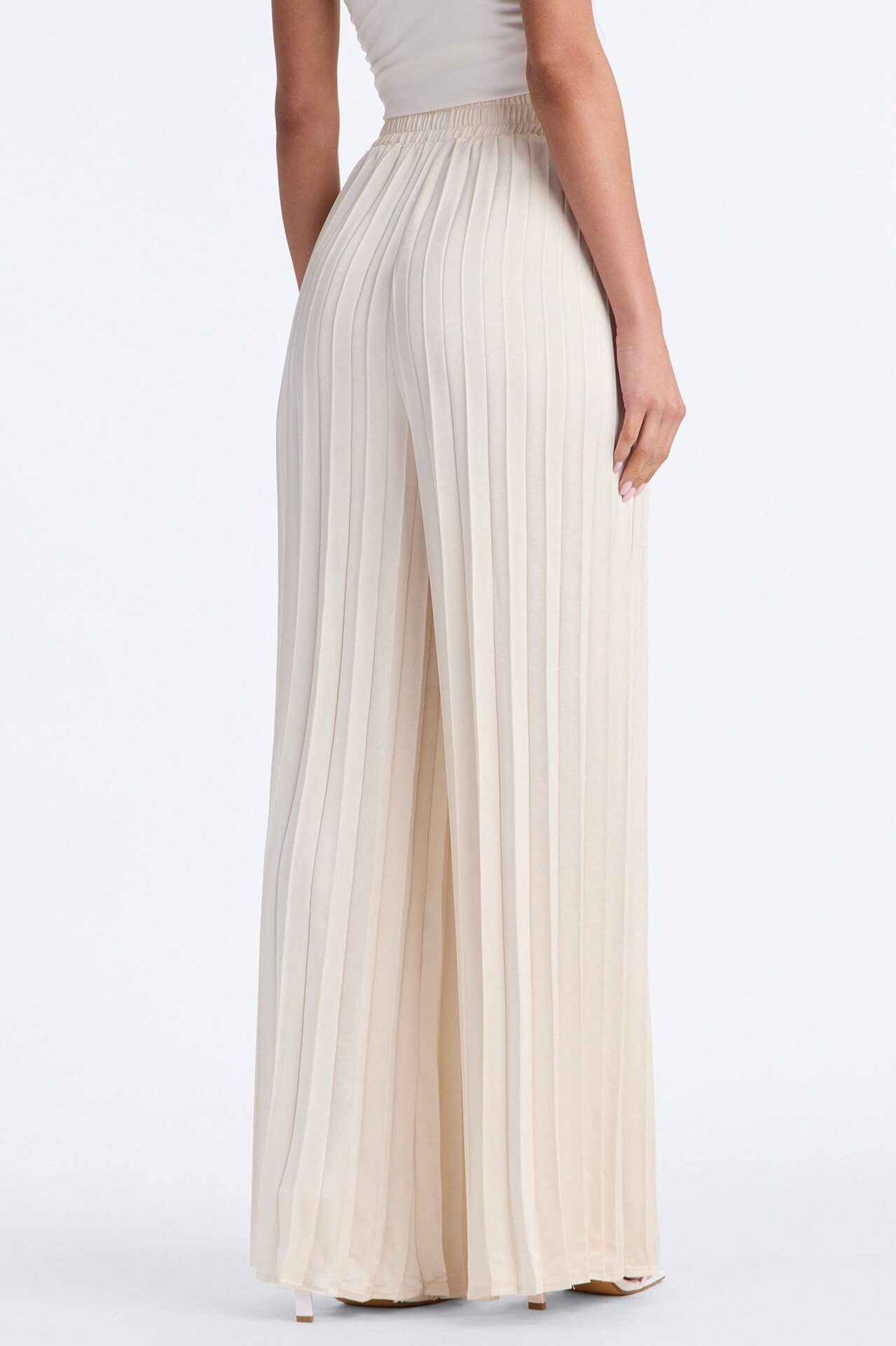 Let's Go Babe Satin Wide Leg Pant 32 - Ivory