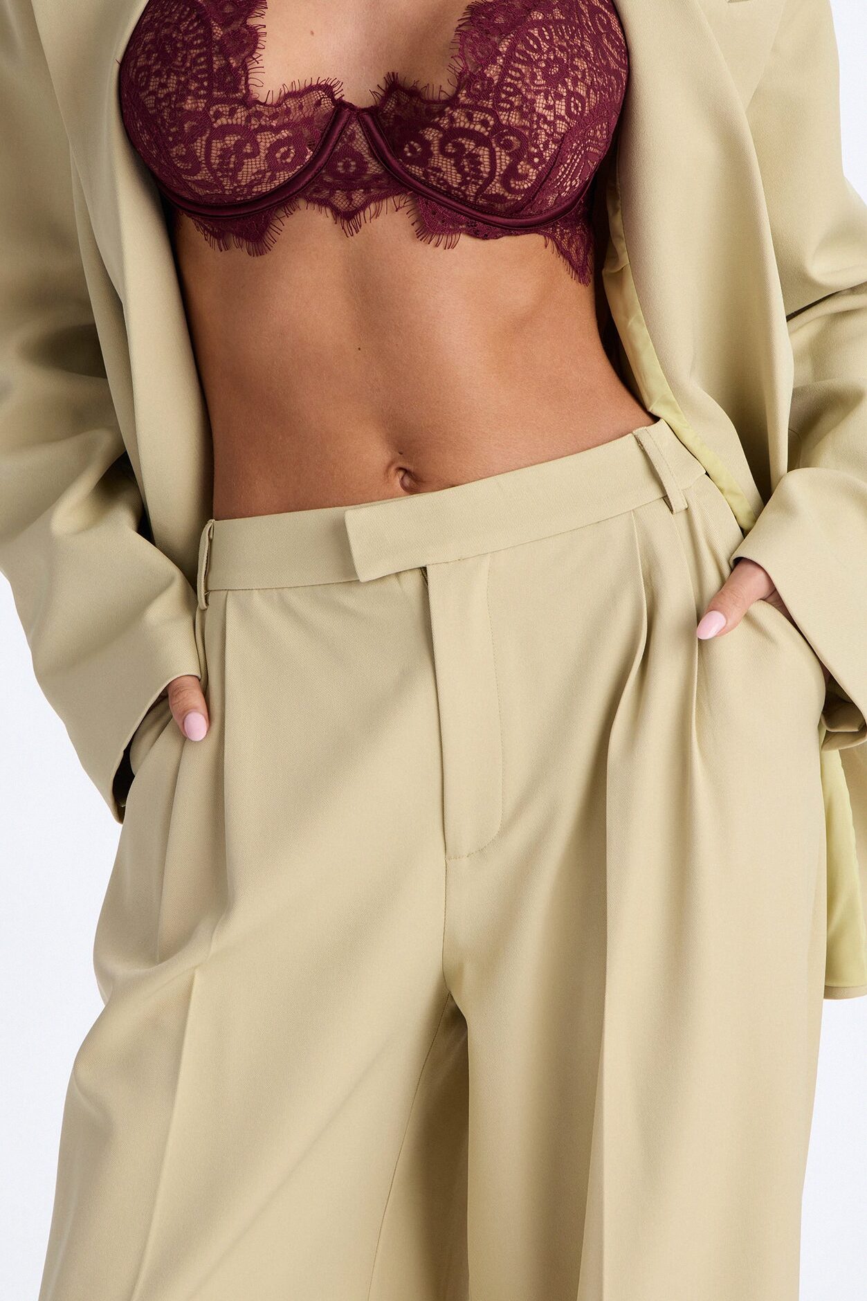 Indy High Rise Wide Leg Trouser Pant - Sage