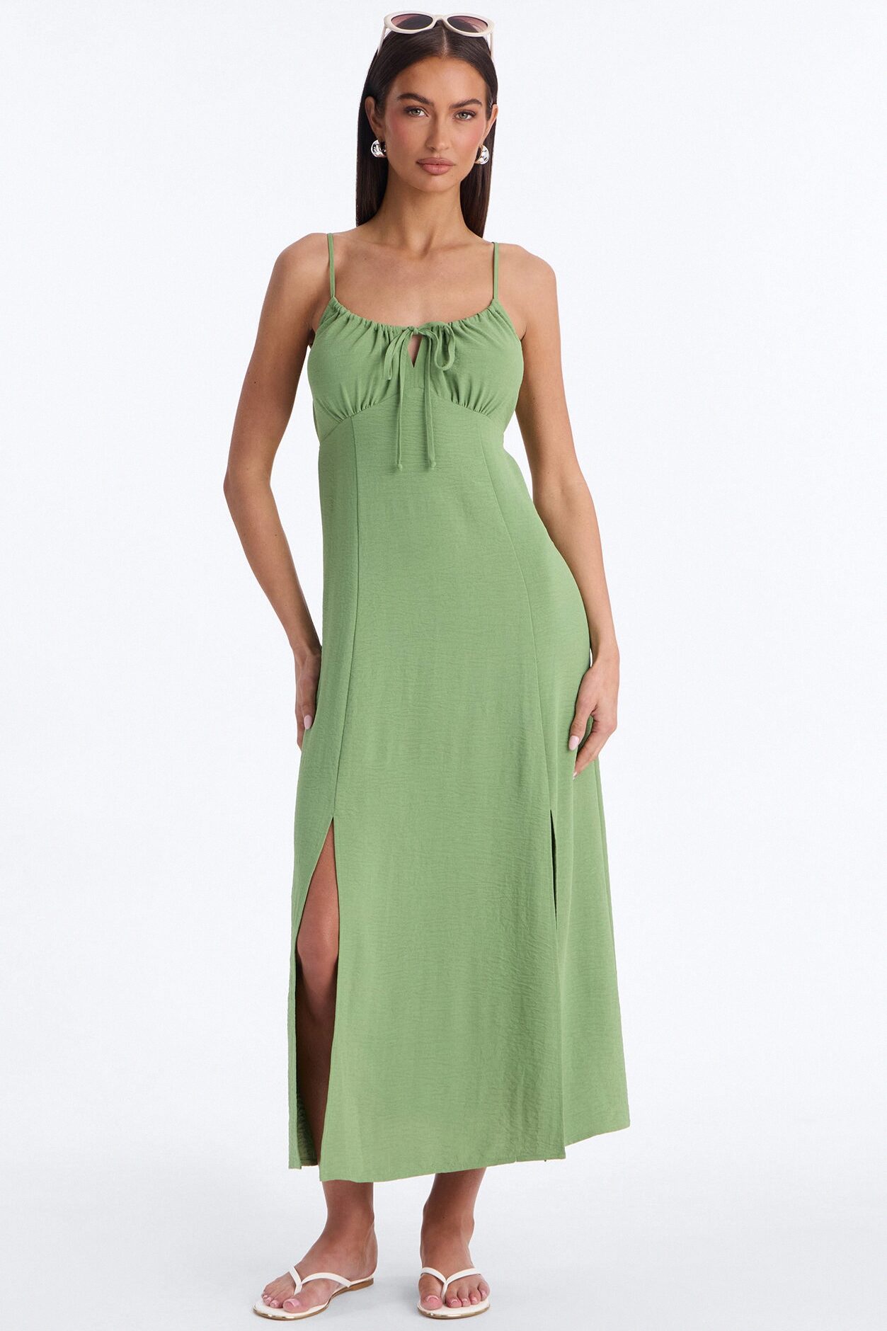 Sadie Sleeveless Airflow Maxi Dress - Olive