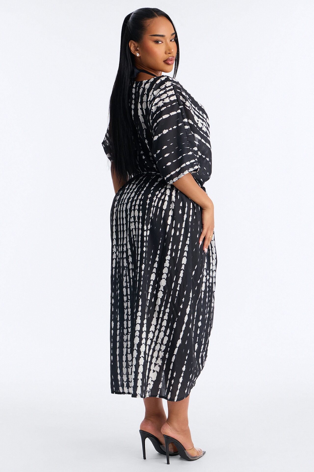 Susanna Boho Tie Dye Swim Cover Up Kaftan - Black