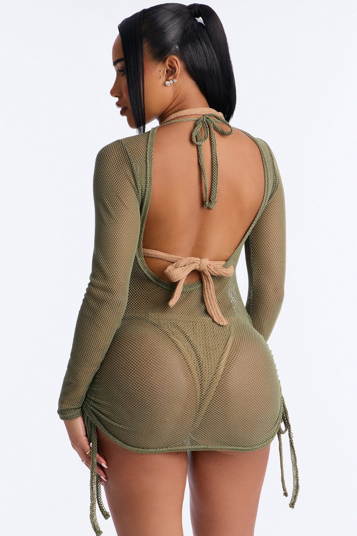 Island Beach Fishnet Cover Up - Olive