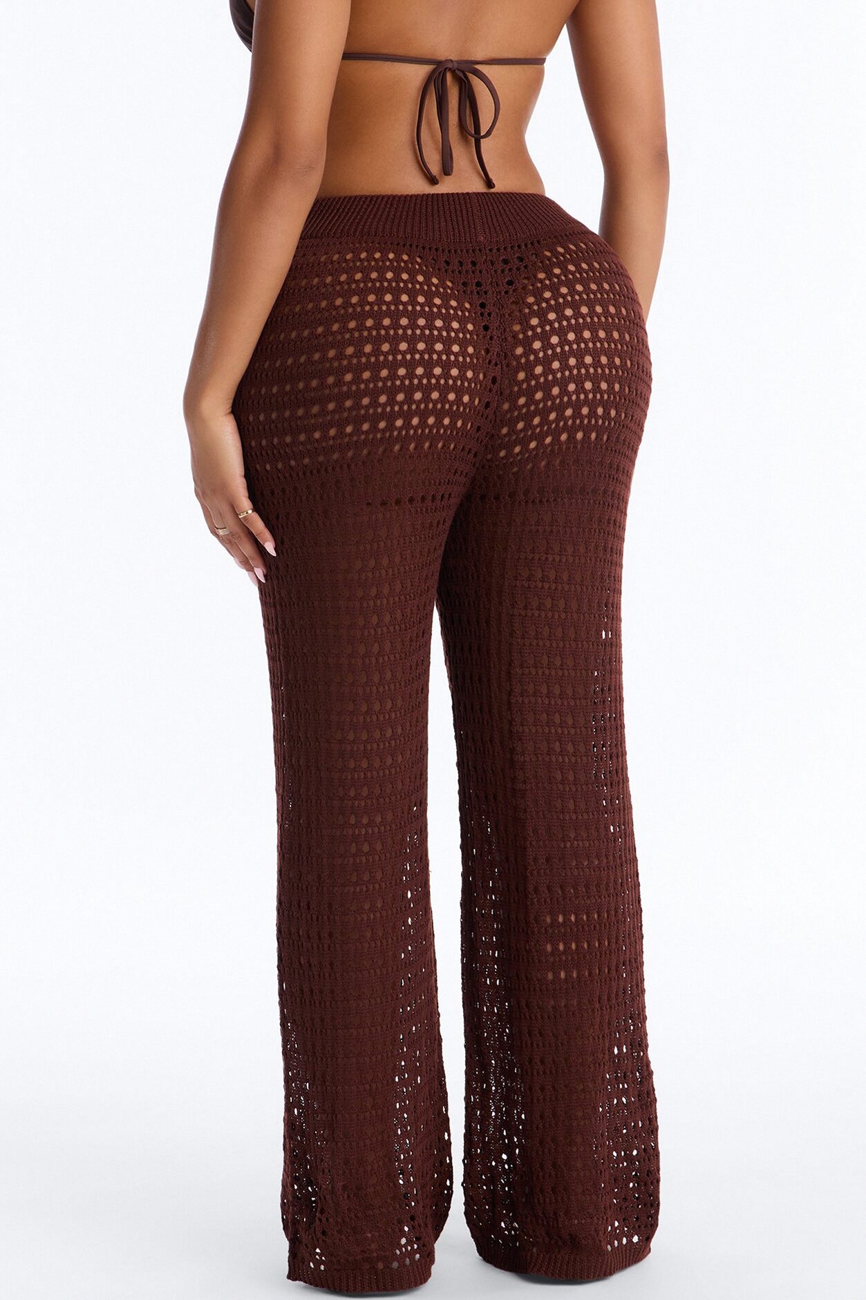 Temptress Textured Knit Swim Cover Up Pant - Chocolate