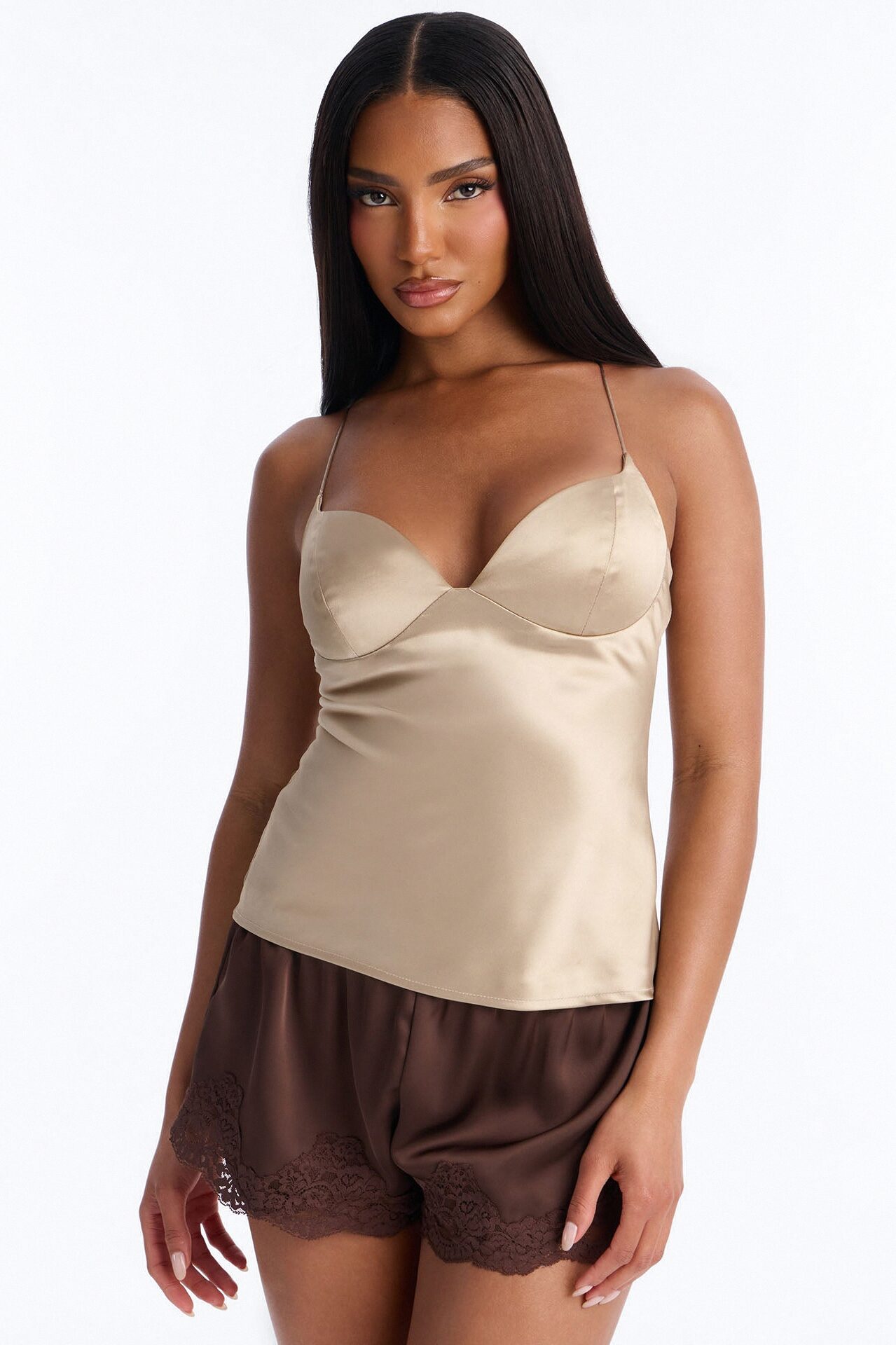 I'm The Masterpiece Satin Top - Beige
