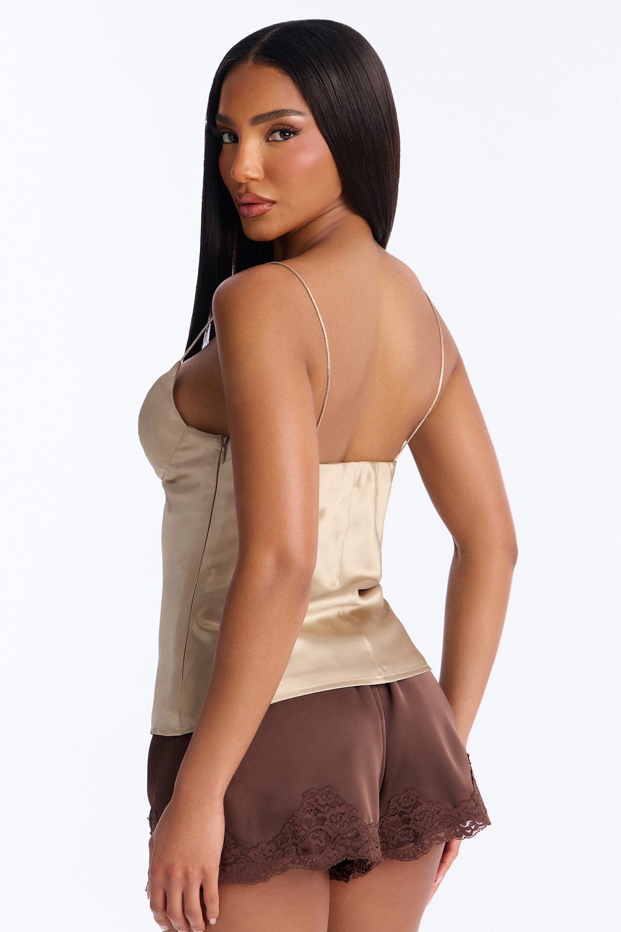 I'm The Masterpiece Satin Top - Beige