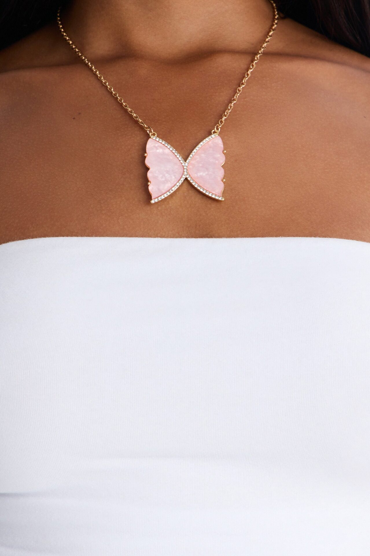 Butterfly Beauty Necklace - Gold/Pink
