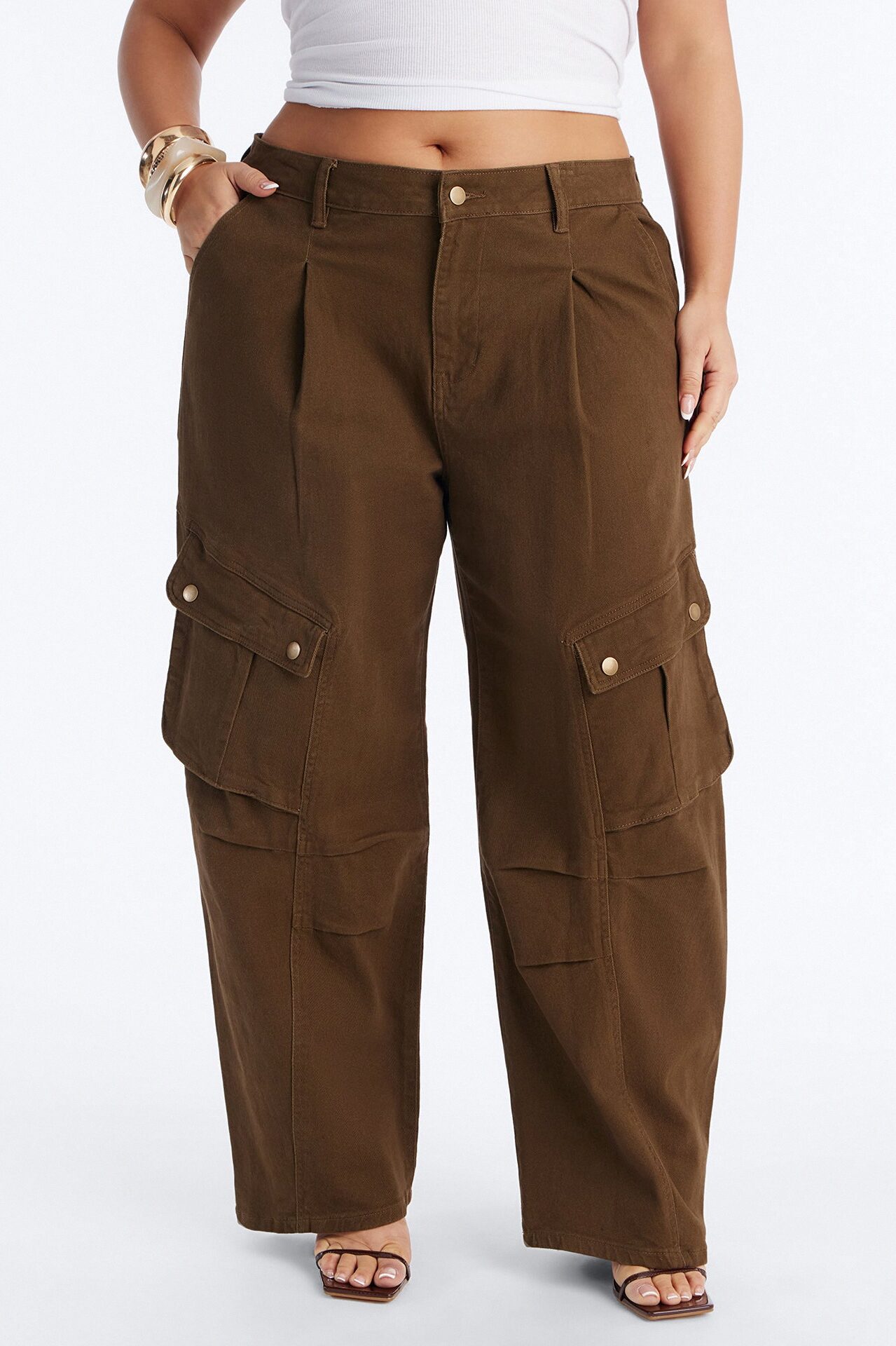 Open Ranks Stretch Cargo Jeans - Olive