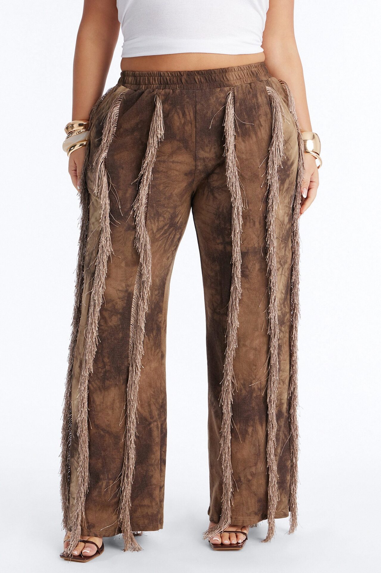 Show Me Something Fringe Wide Leg Pant 33″ - Brown