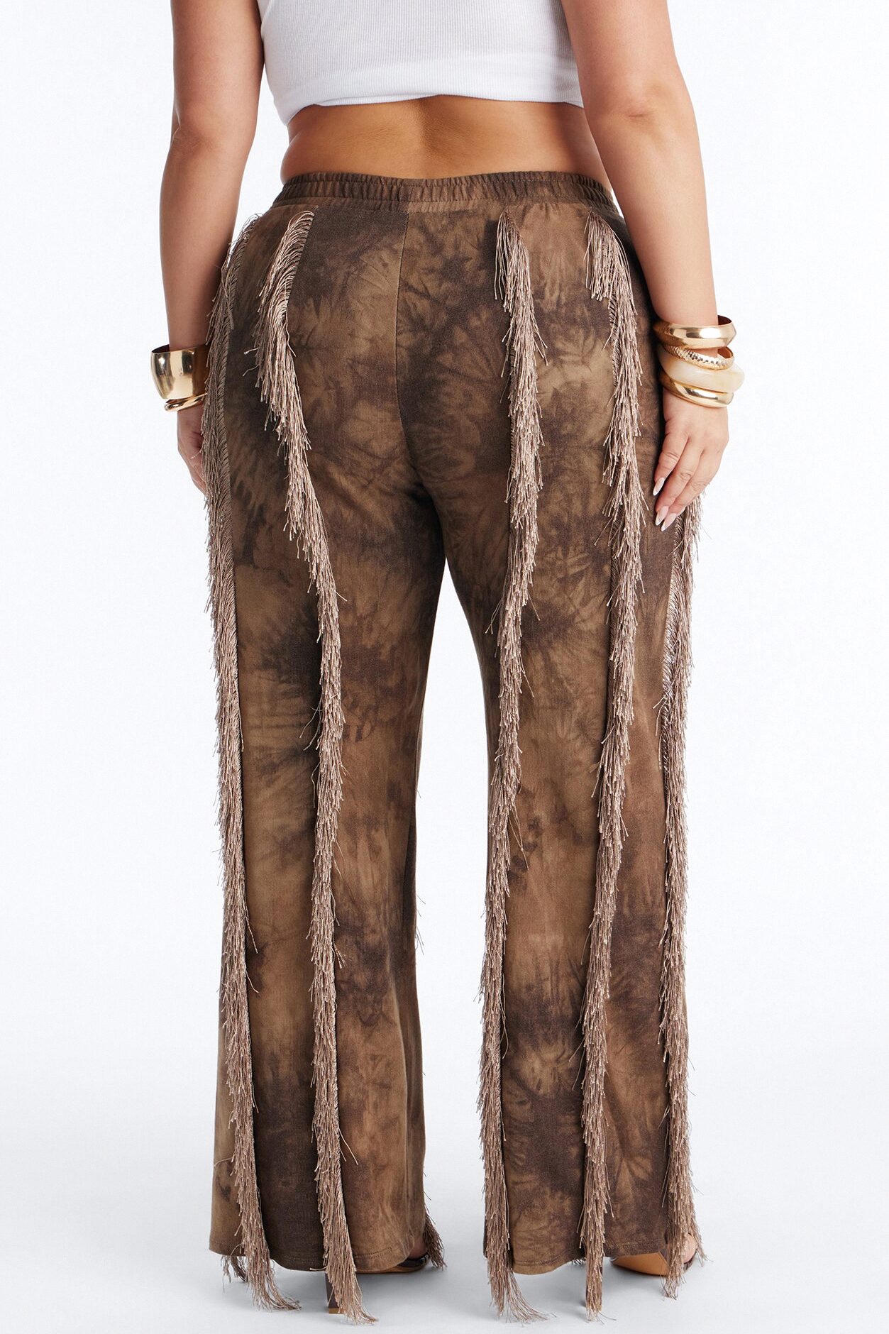 Show Me Something Fringe Wide Leg Pant 33″ - Brown