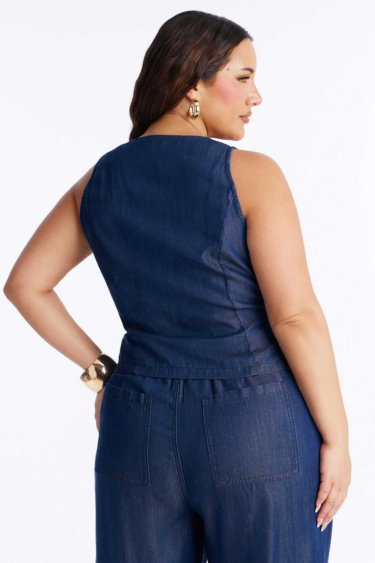 Haven Zip Up Sleeveless Dark Chambray Top - Rinse Blue Wash