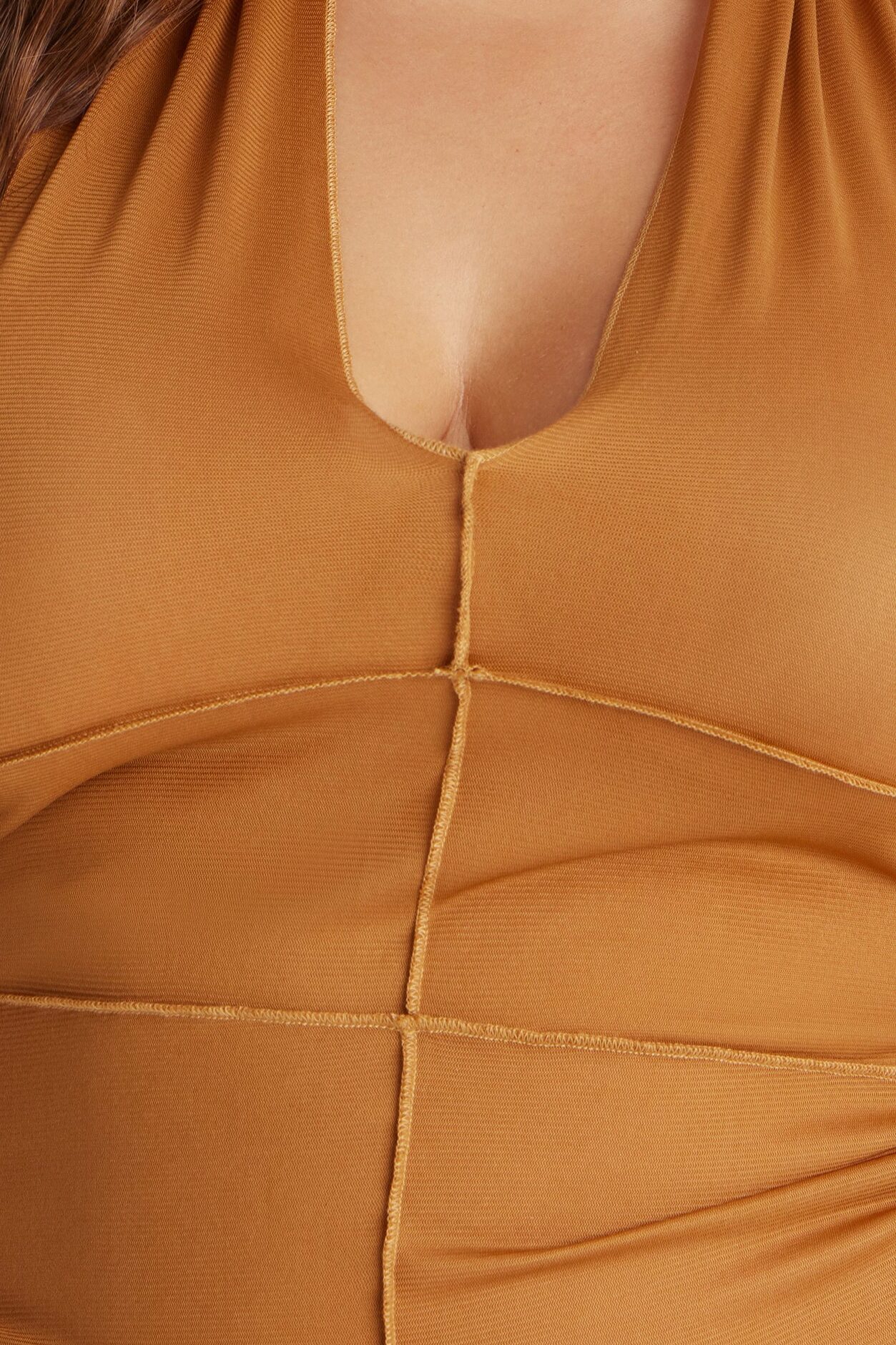 Sweet Heat Sheer Mesh Halter Top - Mustard