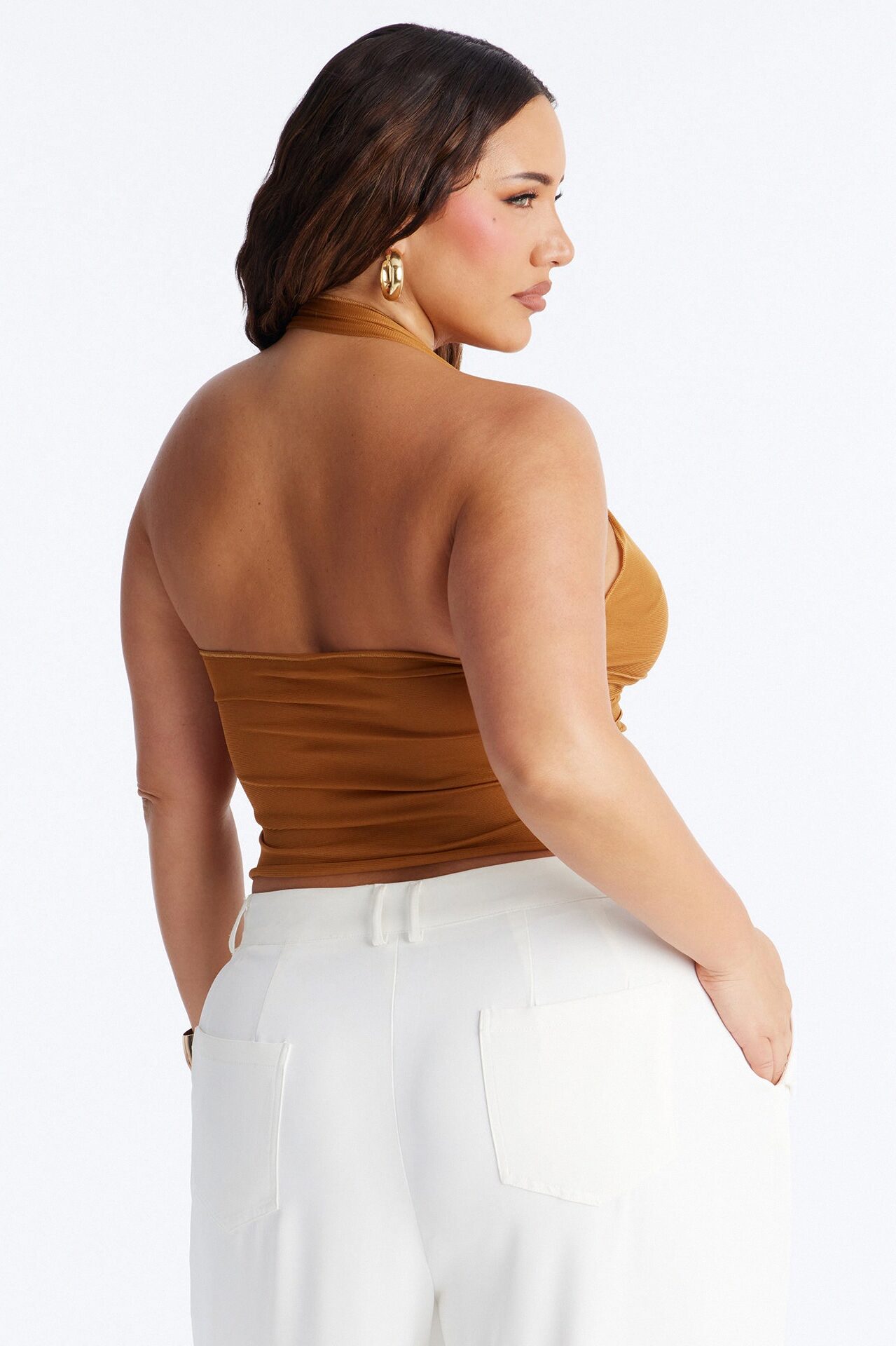 Sweet Heat Sheer Mesh Halter Top - Mustard