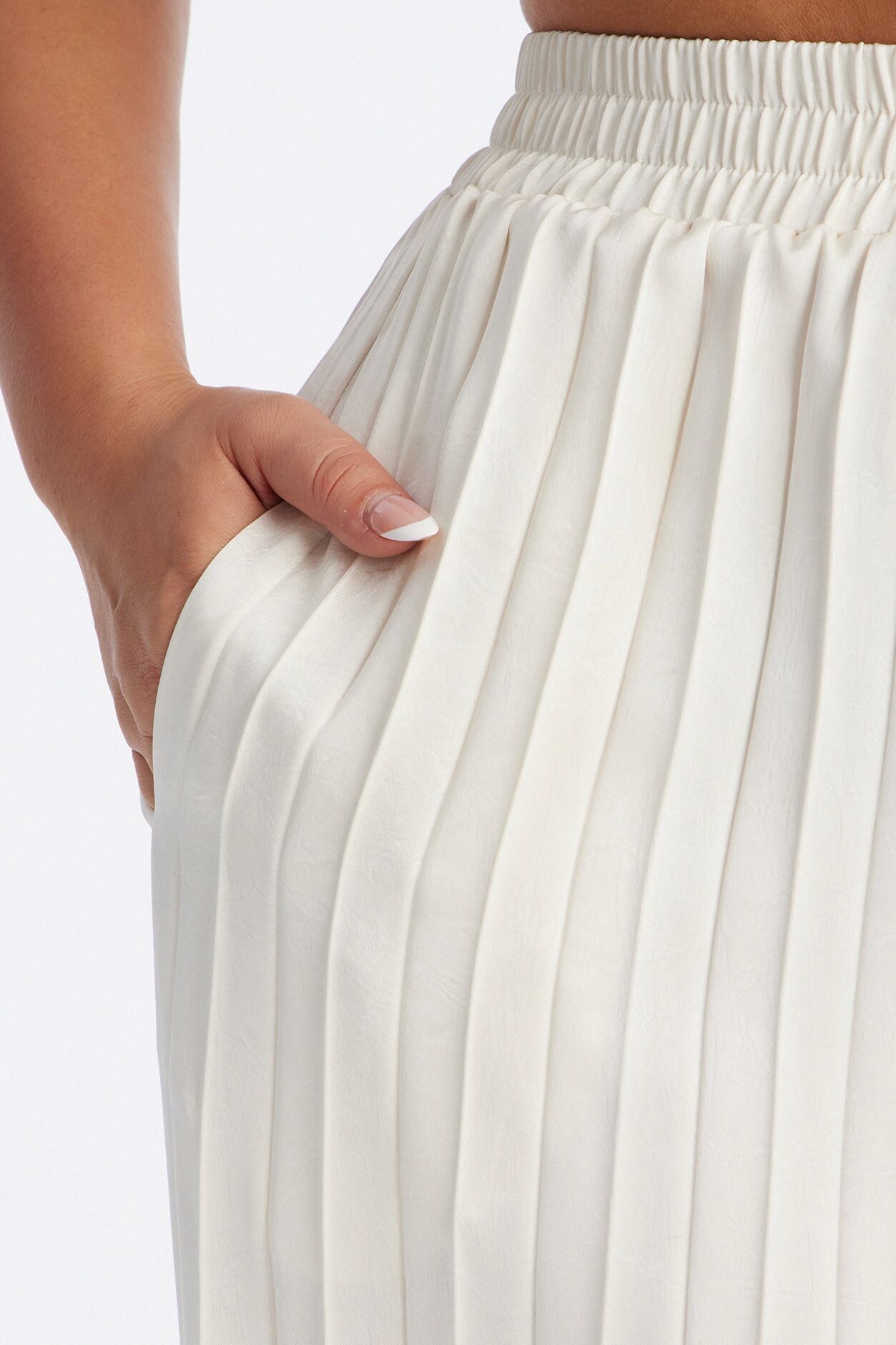 Let's Go Babe Satin Wide Leg Pant 32 - Ivory