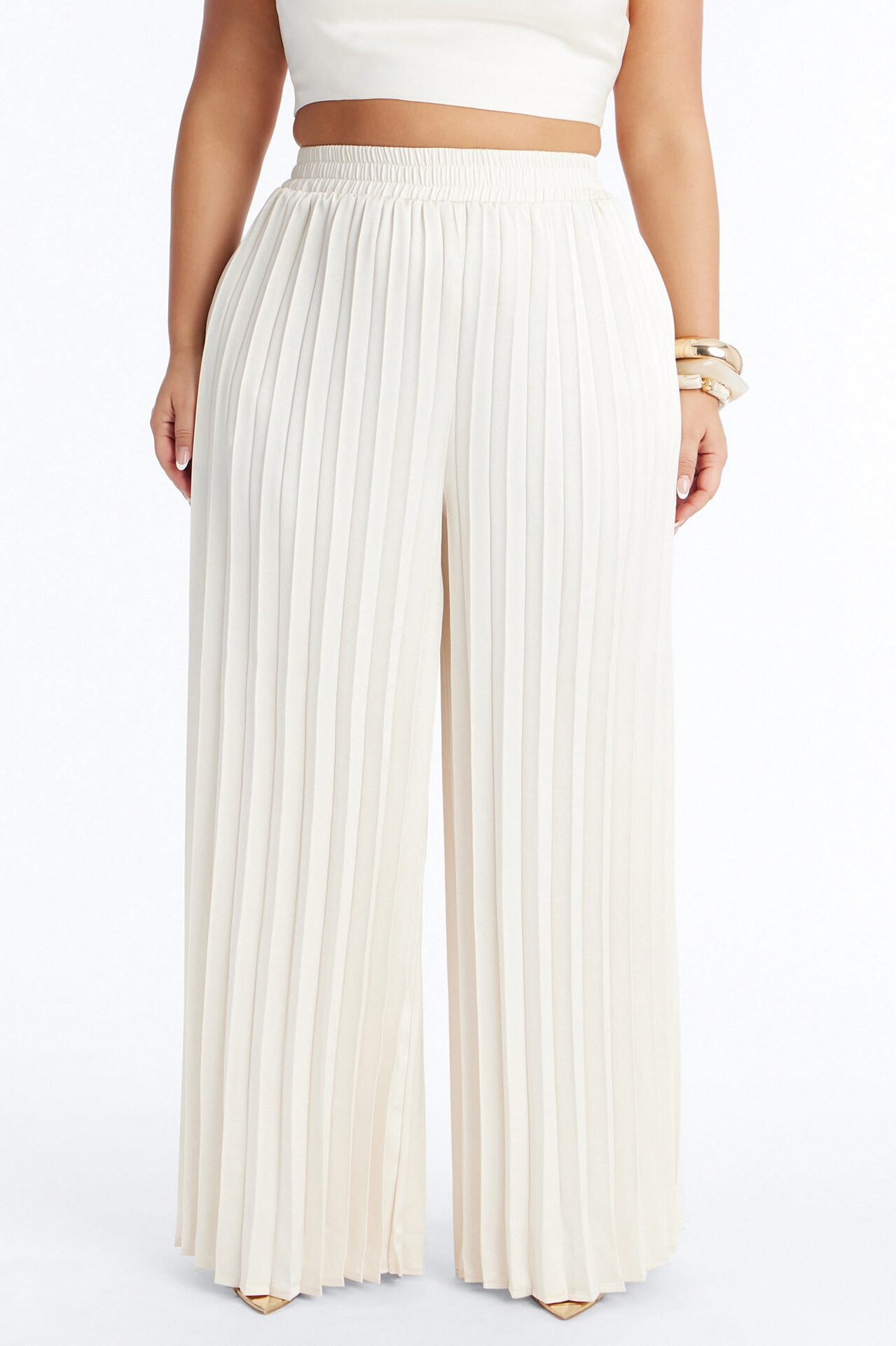 Let's Go Babe Satin Wide Leg Pant 32 - Ivory