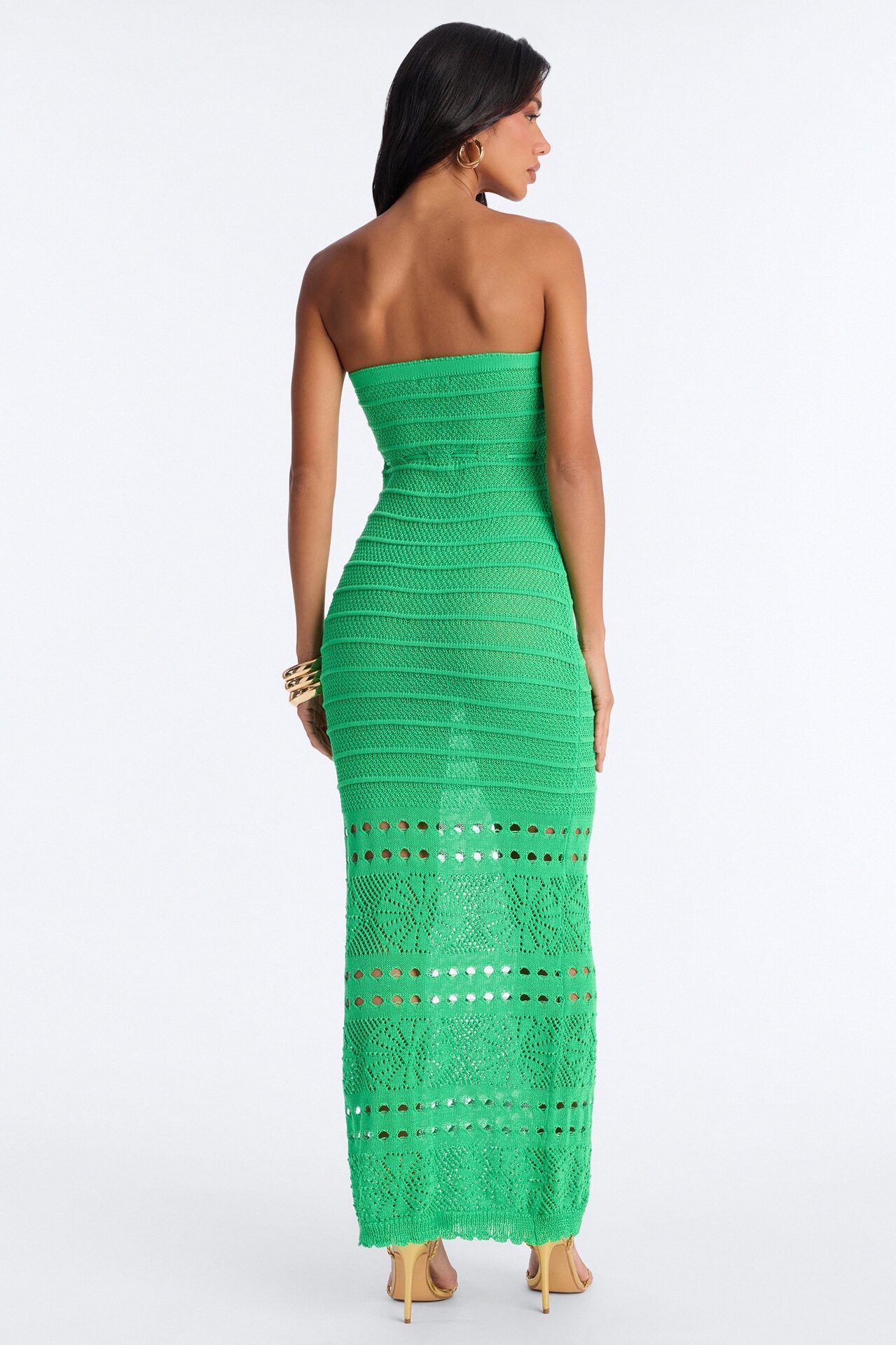 Pam Springs Strapless Crochet Maxi Dress - Kelly Green