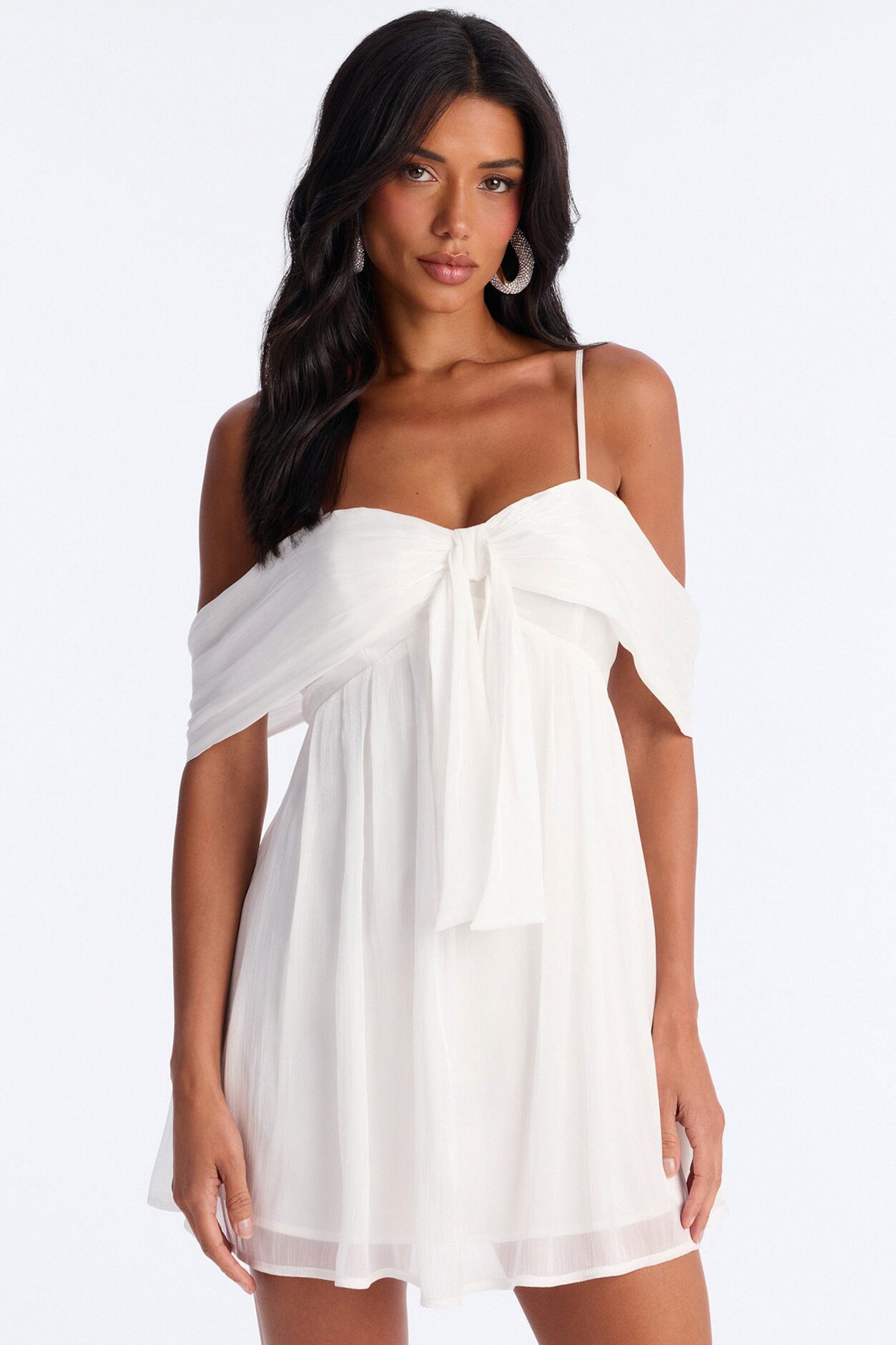 Timeless Pleated Organza Mini Dress - White