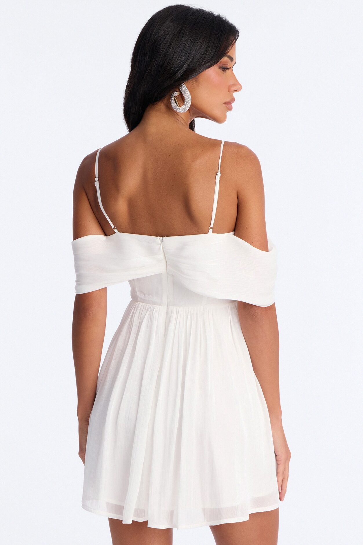 Timeless Pleated Organza Mini Dress - White
