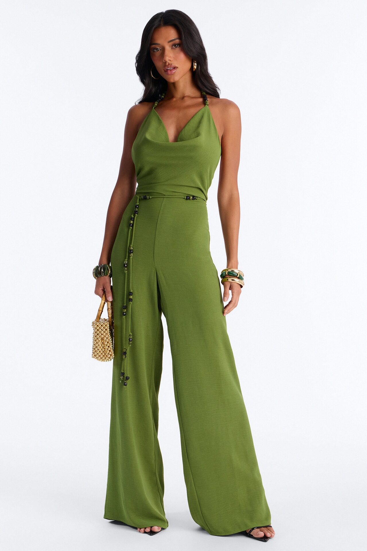 Esme Beaded Backless Jumpsuit - Green