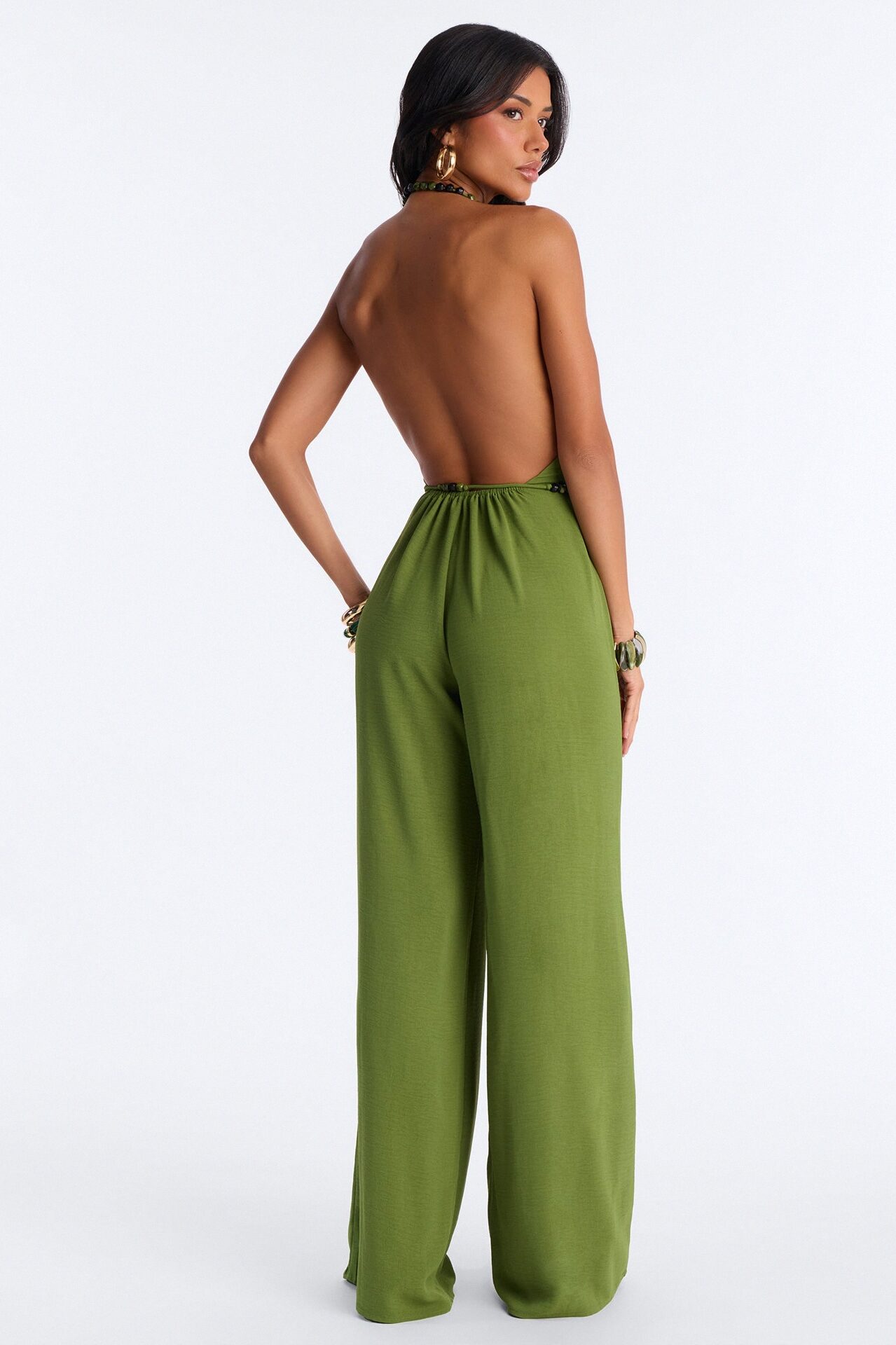 Esme Beaded Backless Jumpsuit - Green
