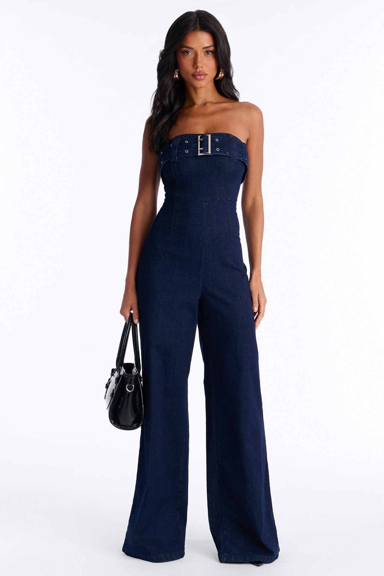 Marie Denim Belted Jumpsuit - Dark Wash