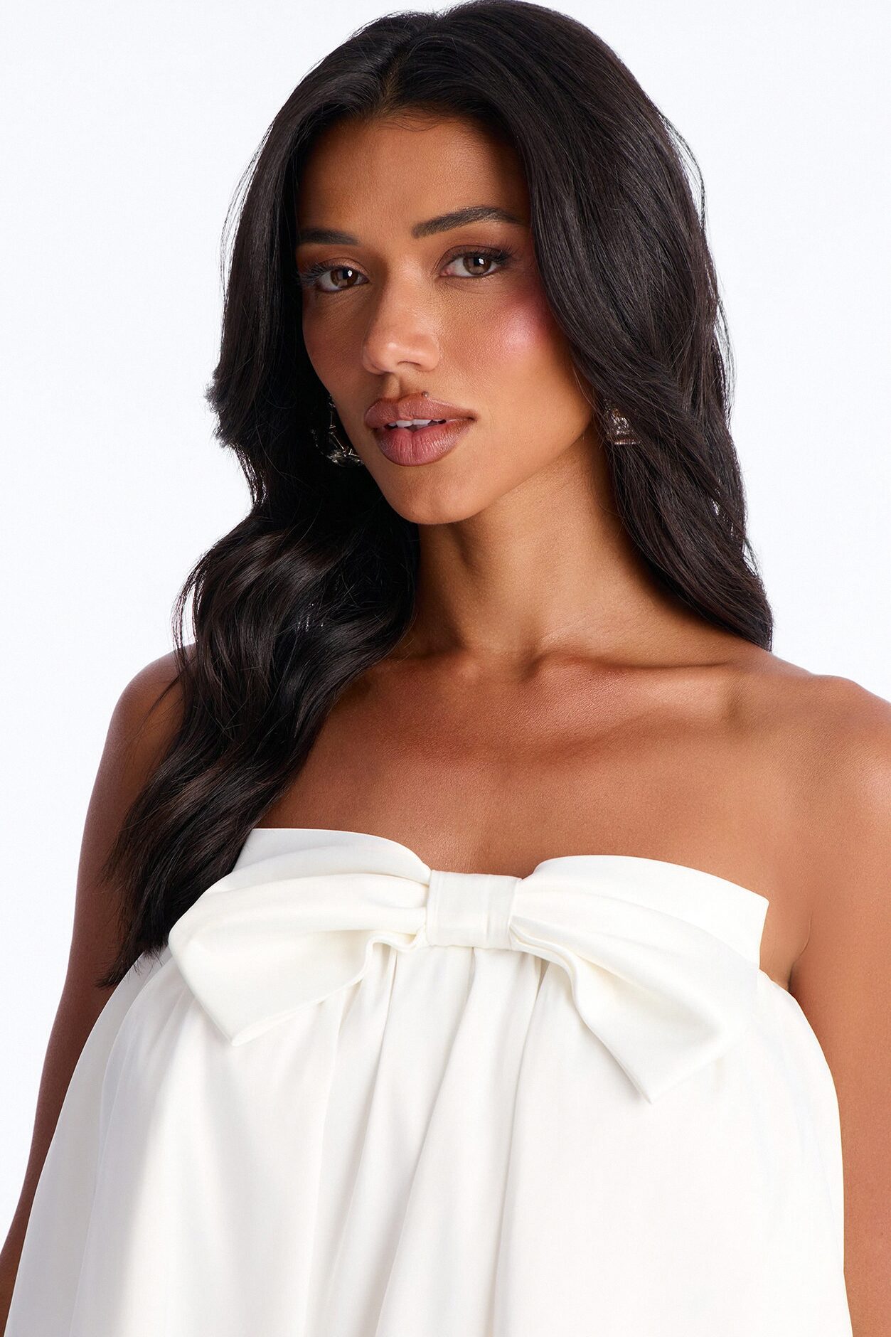 Charli Strapless Satin Mini Dress - White