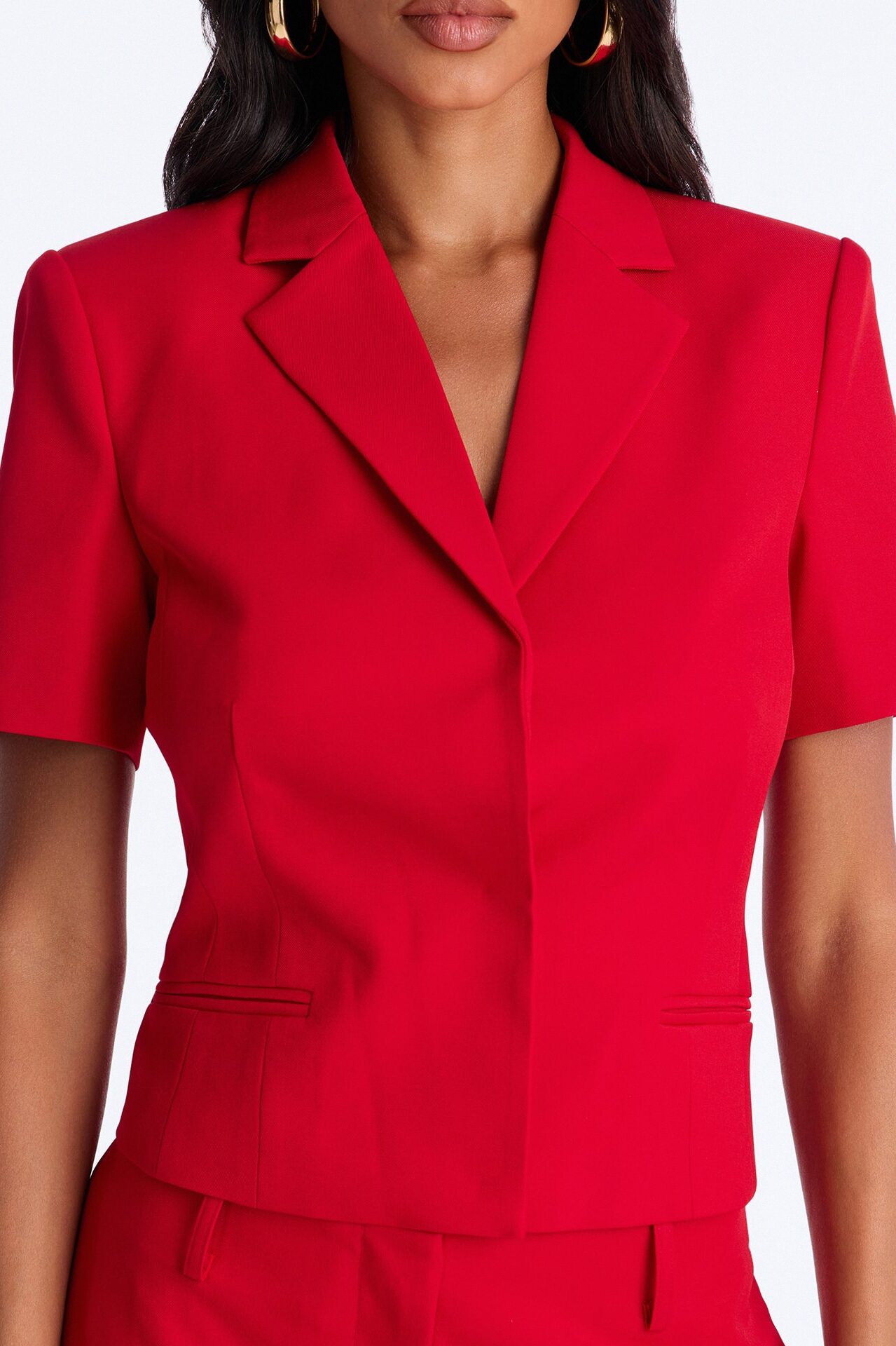 Your New Obsession Fitted Short Sleeve Blazer - Red