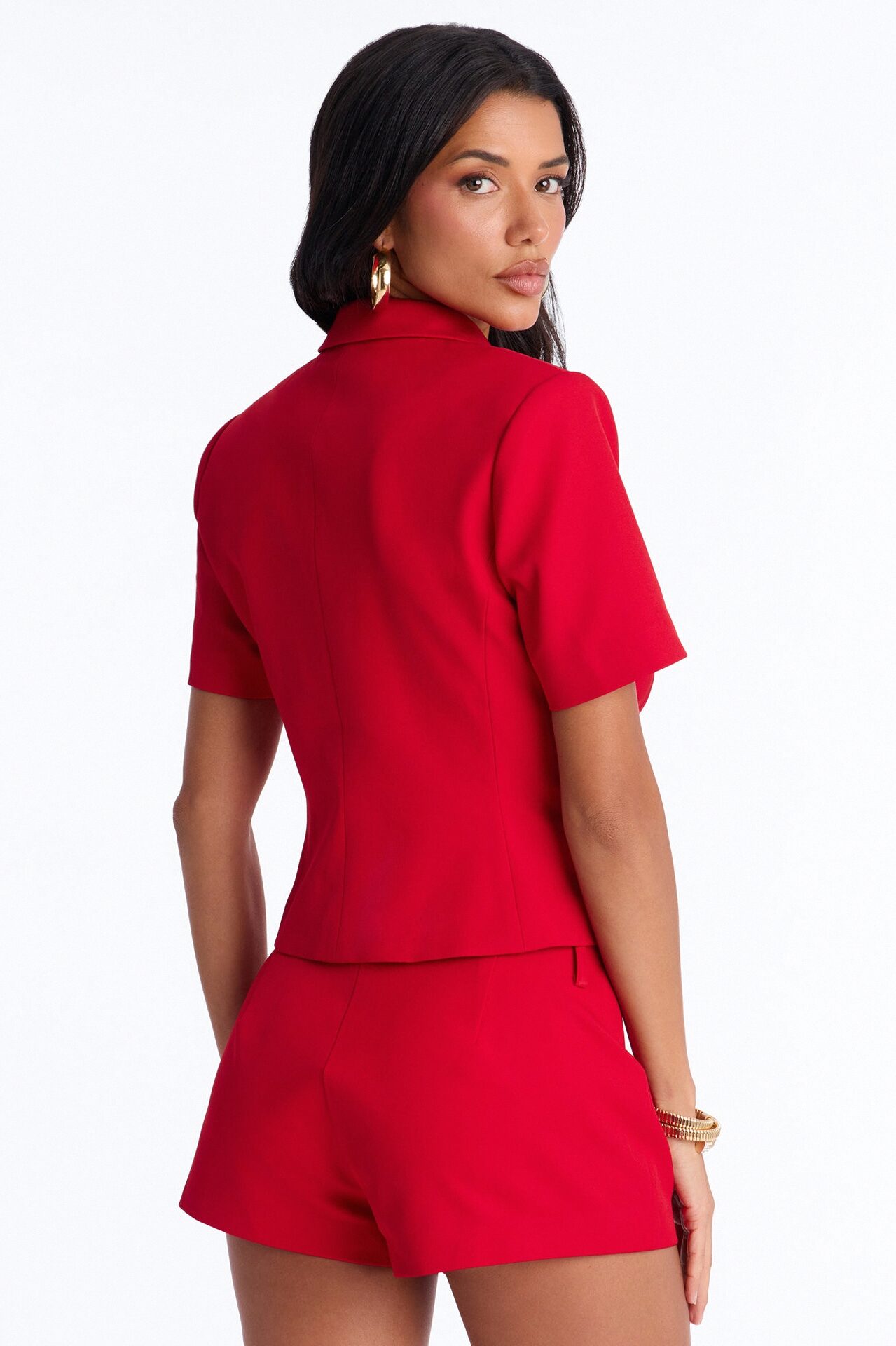 Your New Obsession Fitted Short Sleeve Blazer - Red
