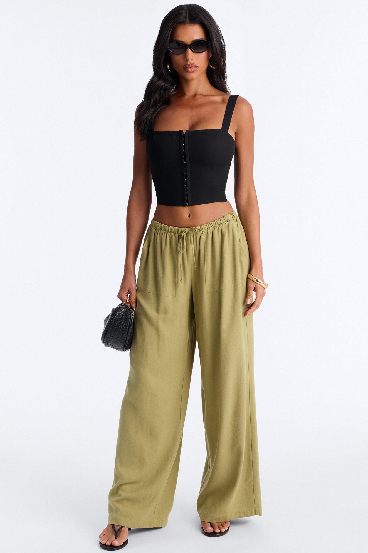 Seaside Soiree Wide Leg Linen Pant - Olive
