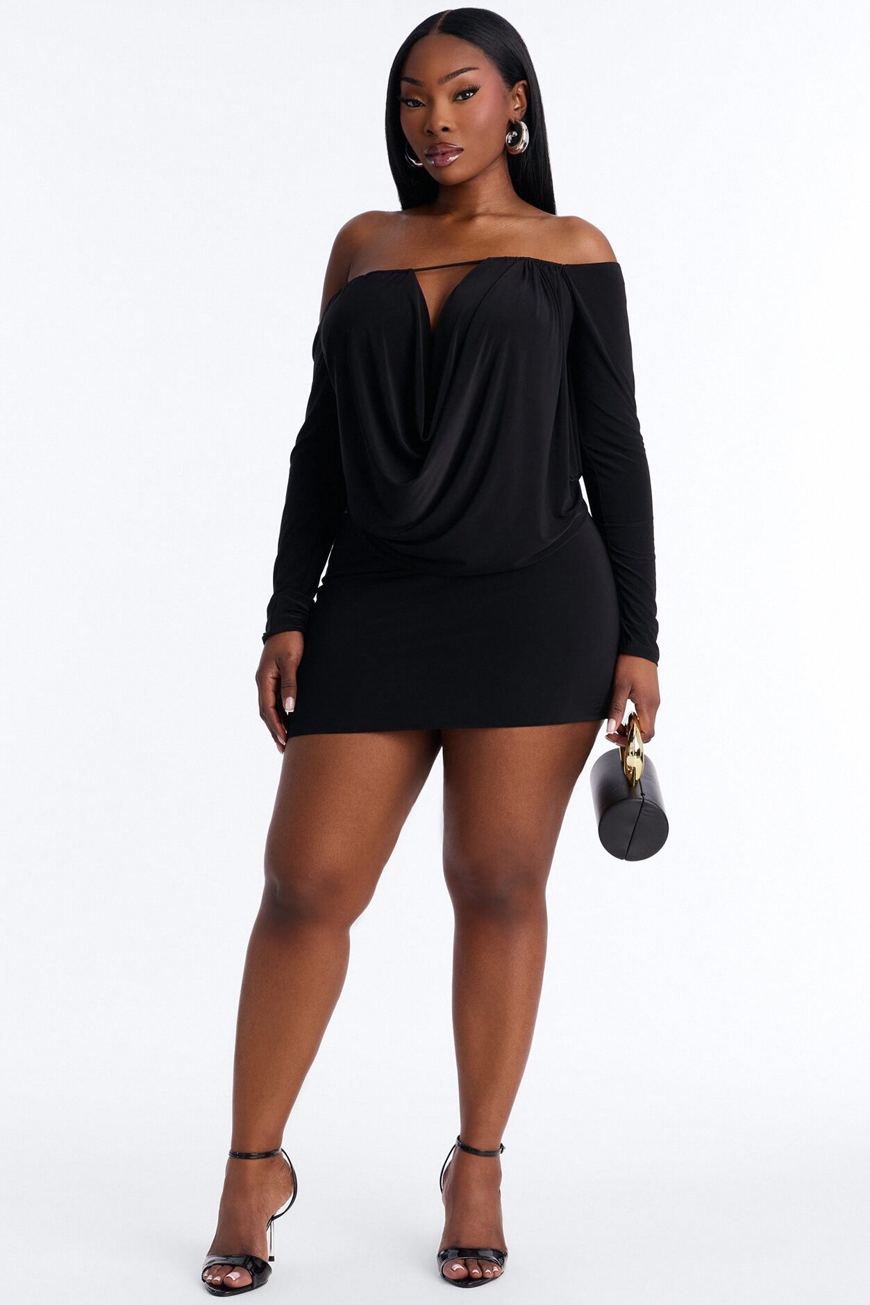 For The Plot Off Shoulder Mini Dress - Black