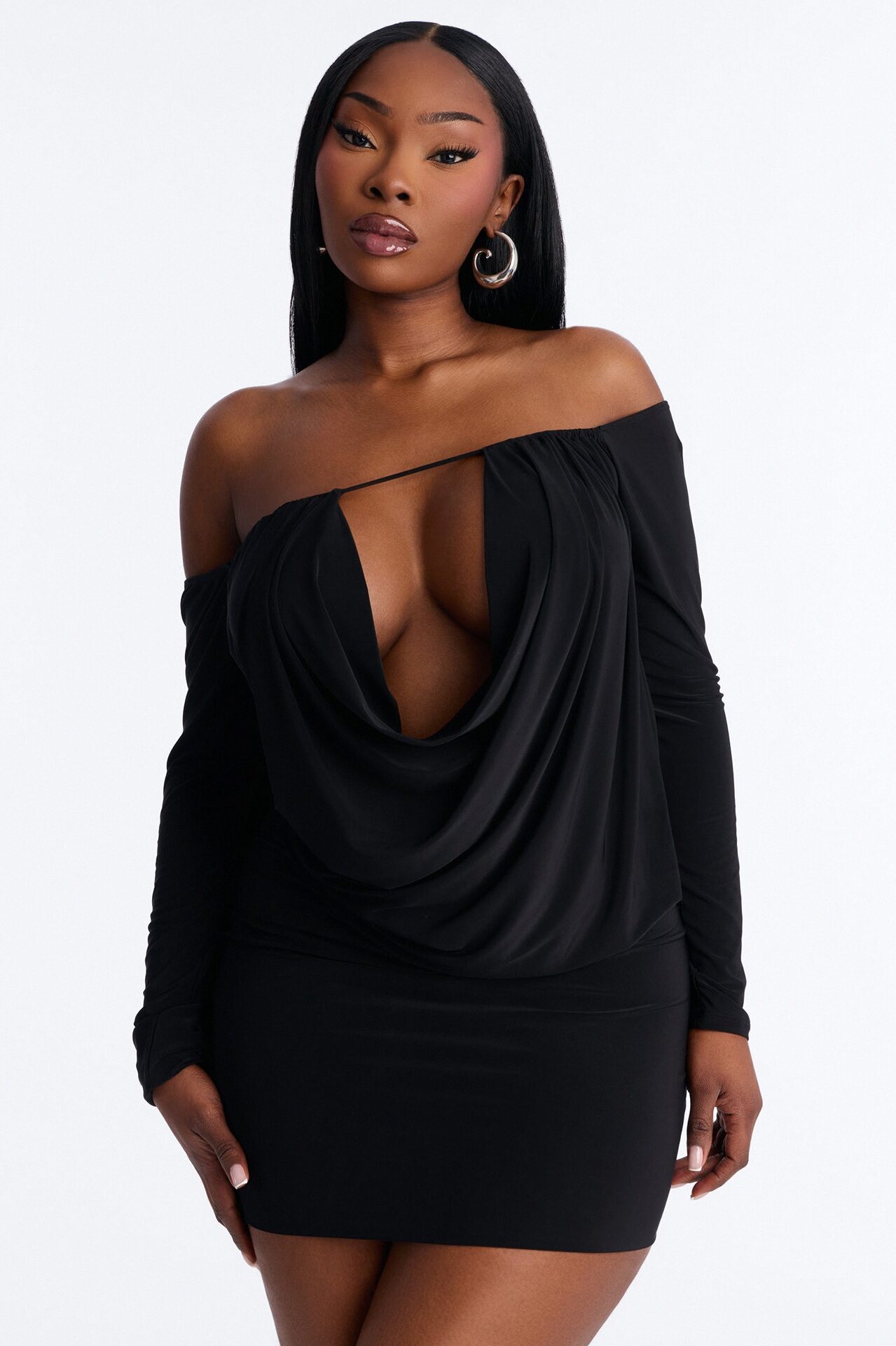 For The Plot Off Shoulder Mini Dress - Black
