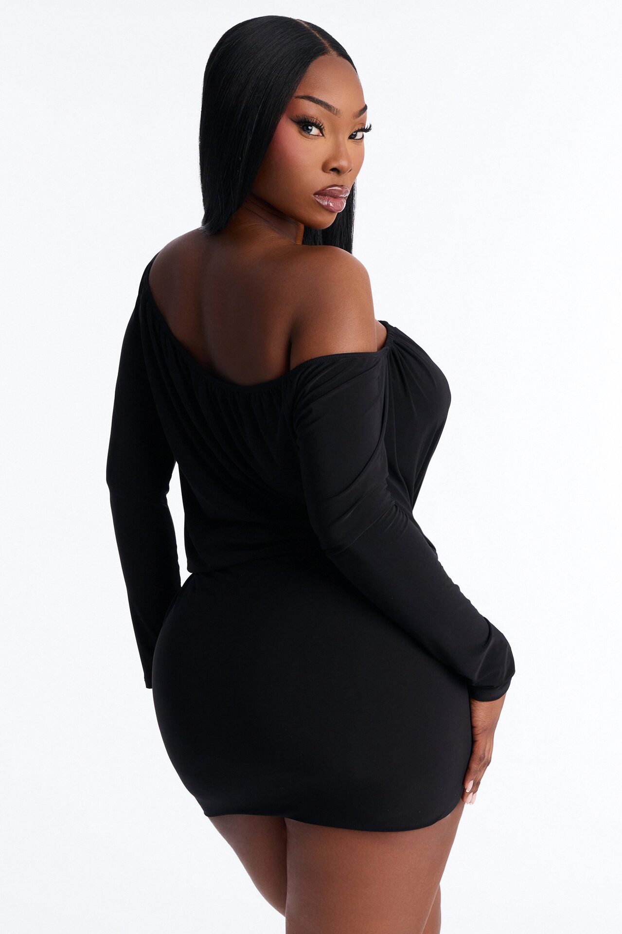For The Plot Off Shoulder Mini Dress - Black