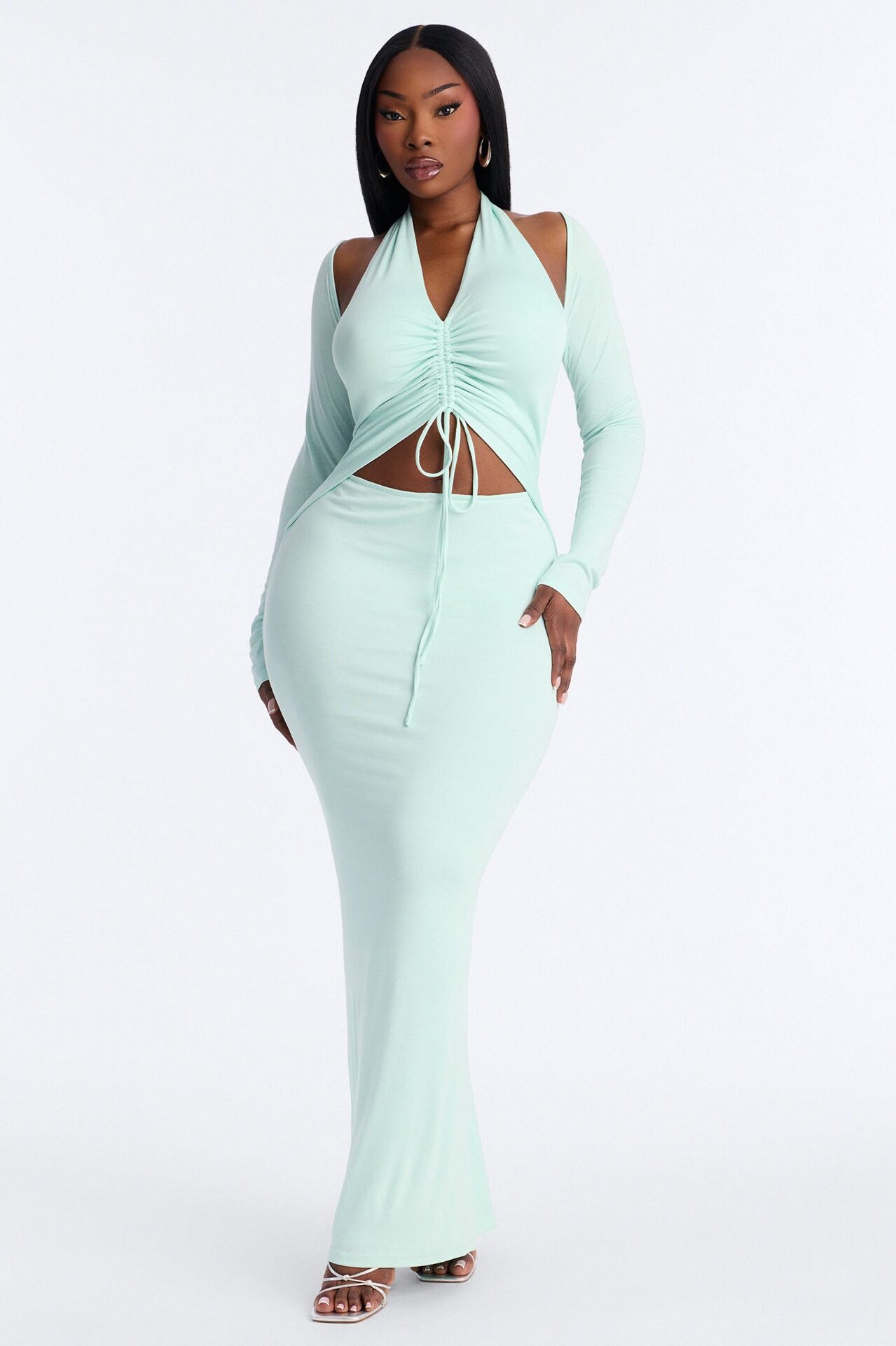 Casey Ruched Maxi Dress - Mint