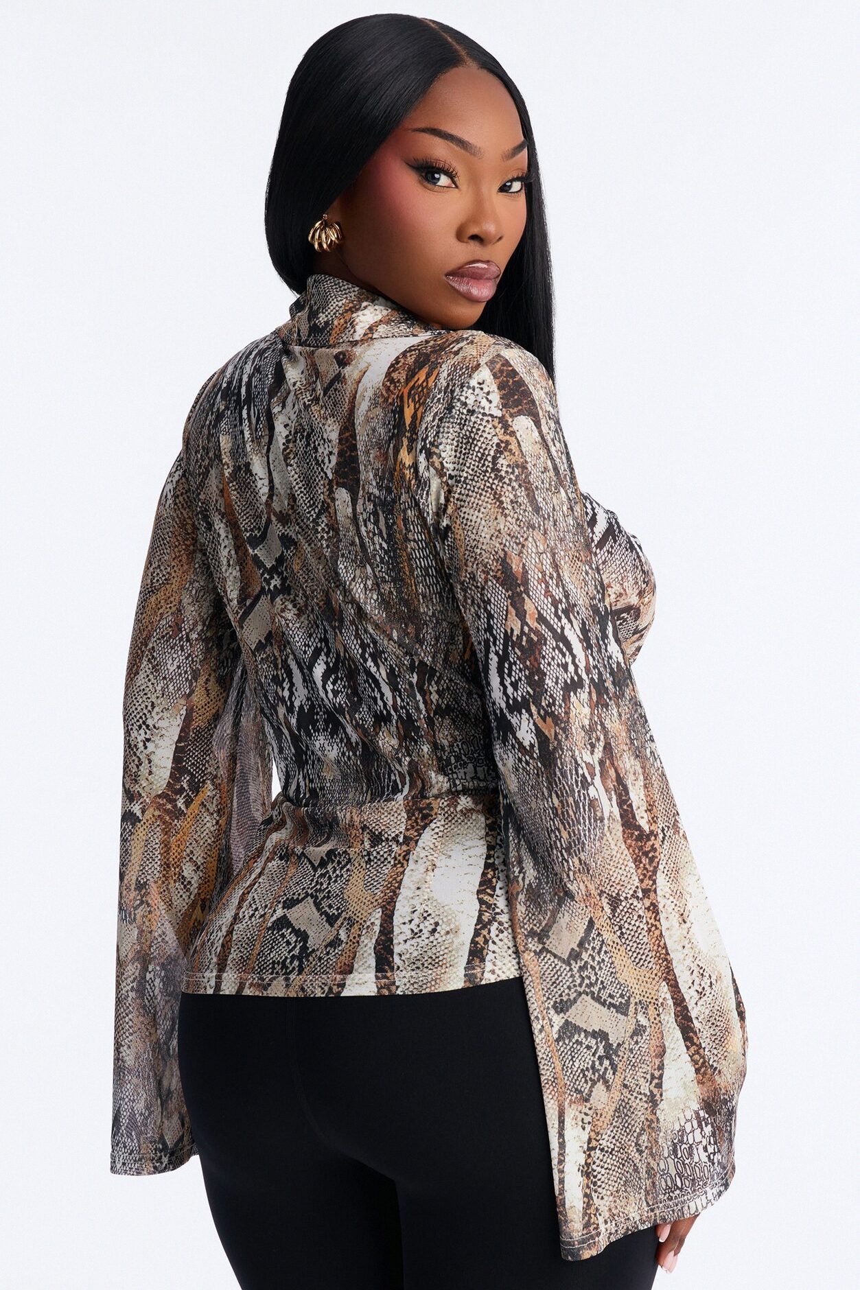 Forbidden Snake Lace Up Mesh Top - Brown/combo