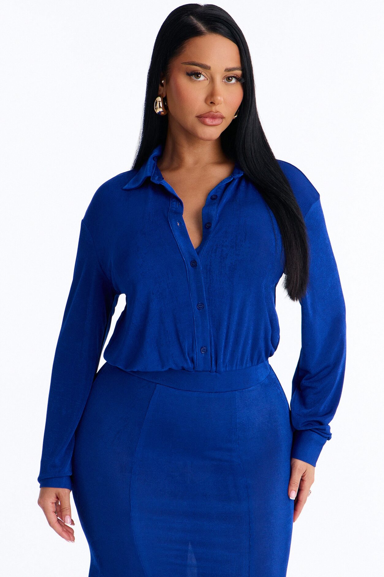 Jemma Slinky Midi Dress - Blue