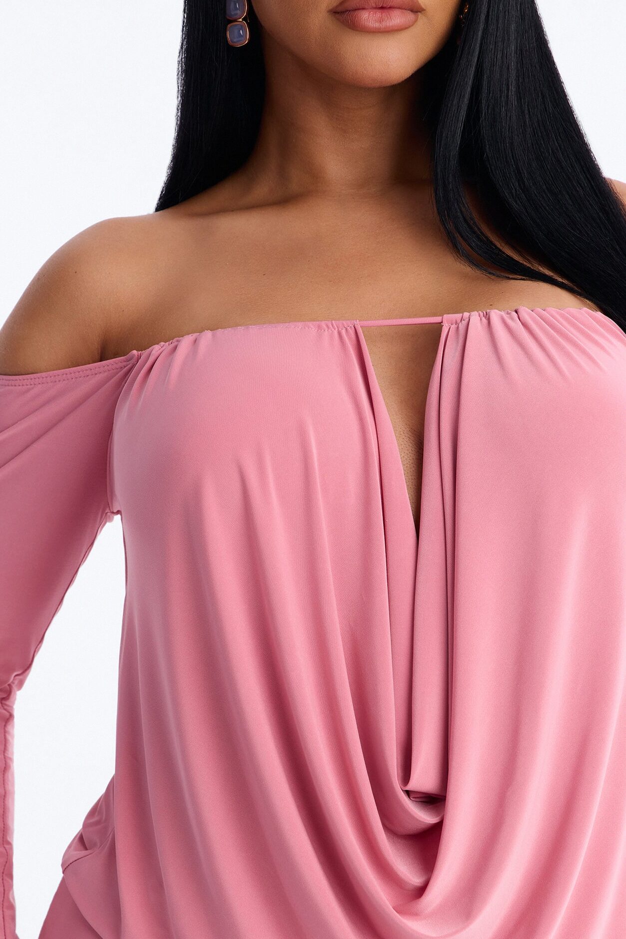 For The Plot Off Shoulder Mini Dress - Mauve