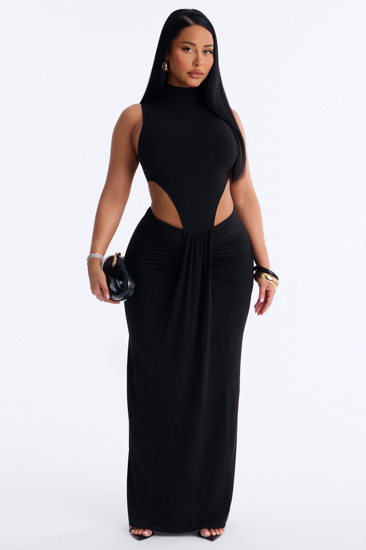 Midnight Mirage Cut Out Maxi Dress - Black