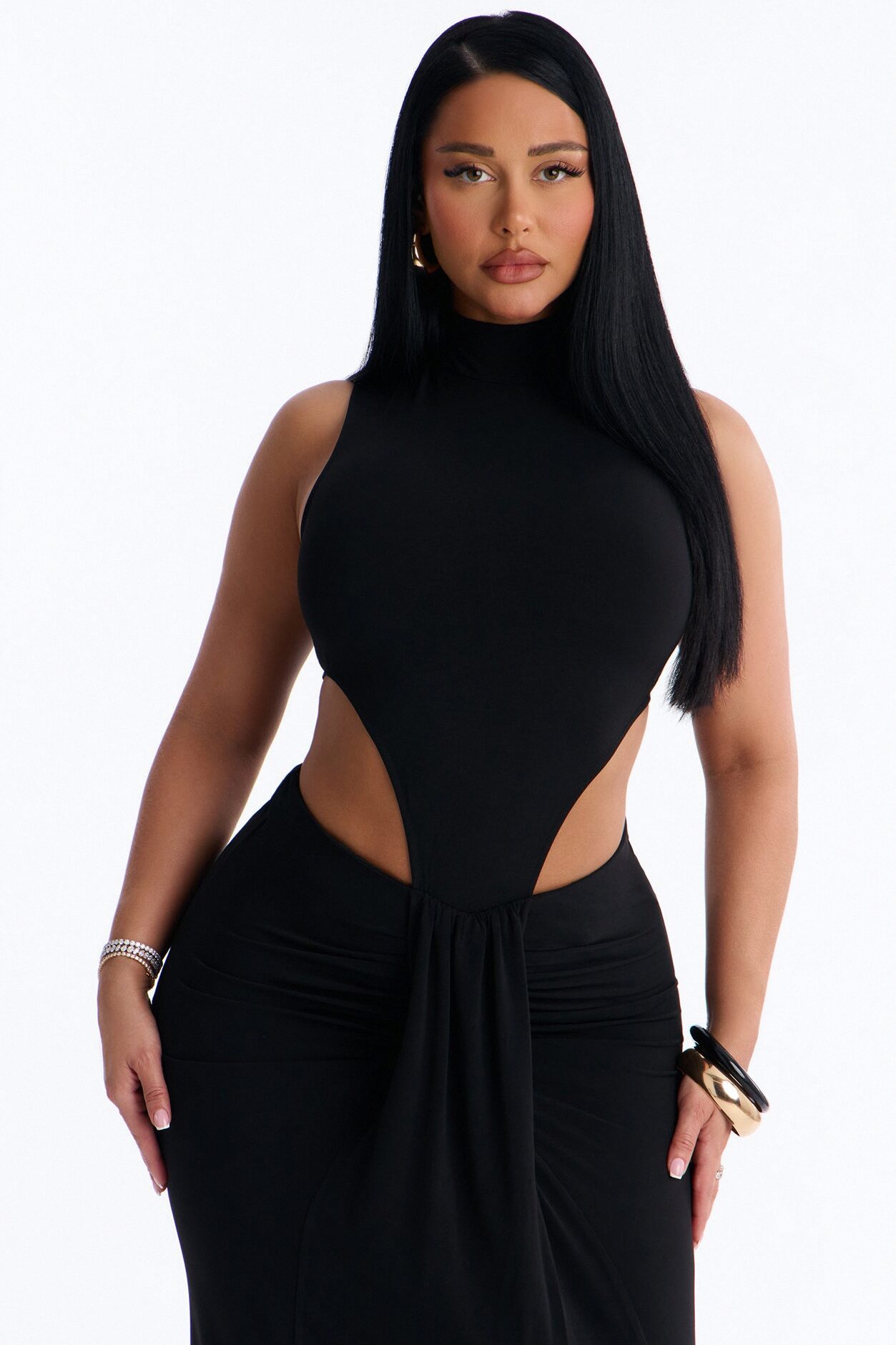 Midnight Mirage Cut Out Maxi Dress - Black