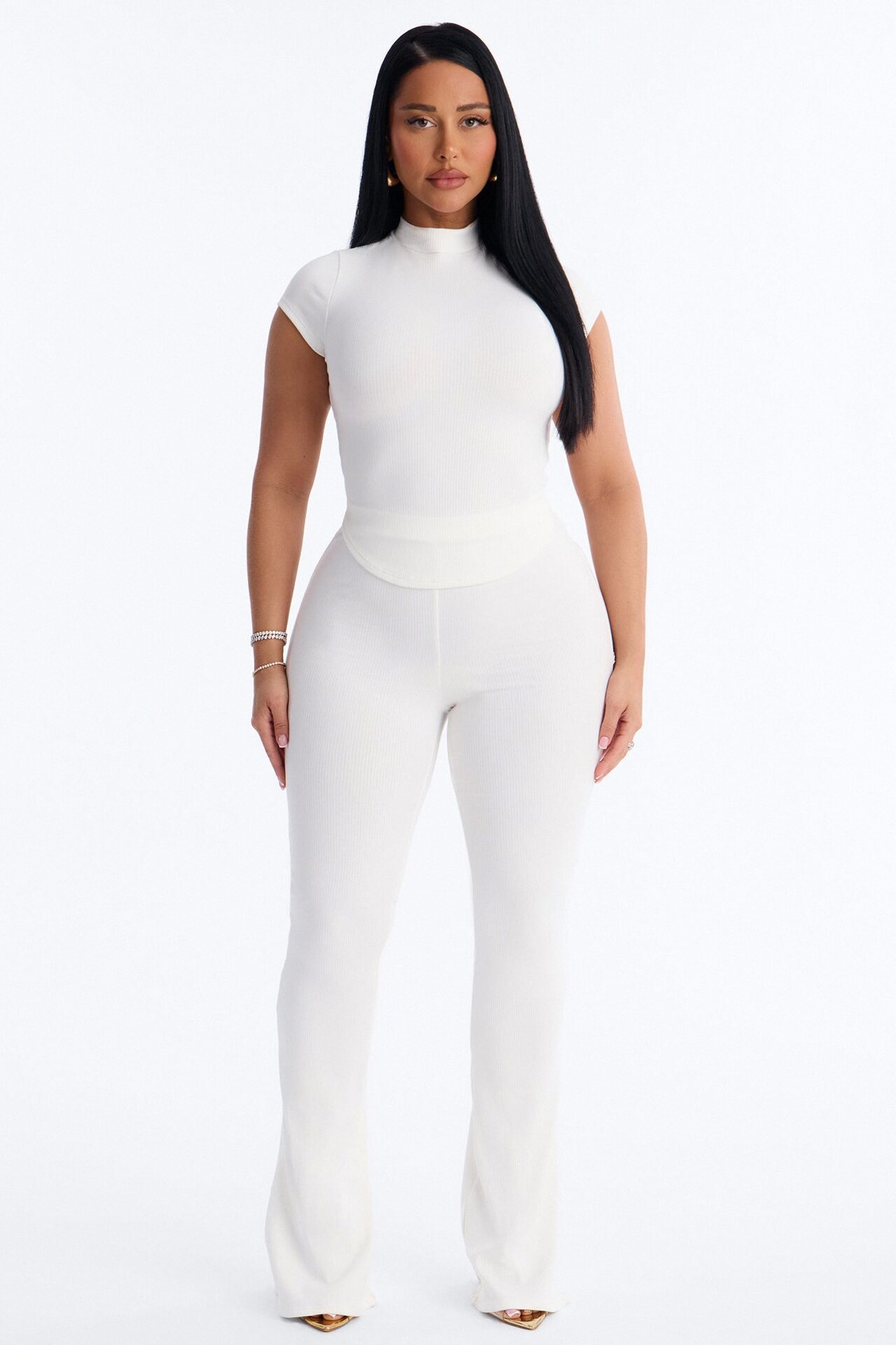 Valentina Snatched Straight Leg Pant Set - White