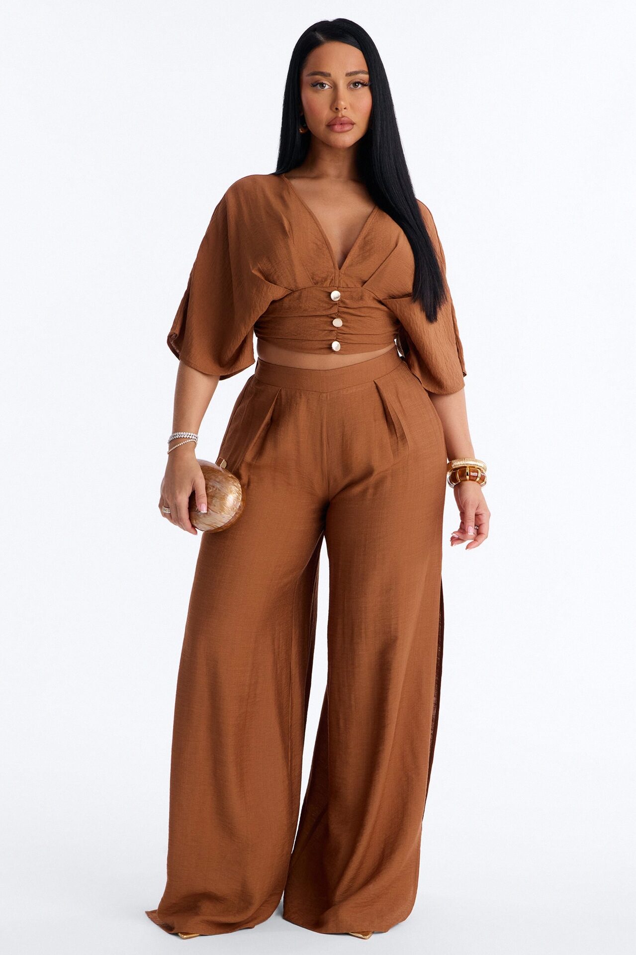 Not So Complicated Linen Pant Set - Rust