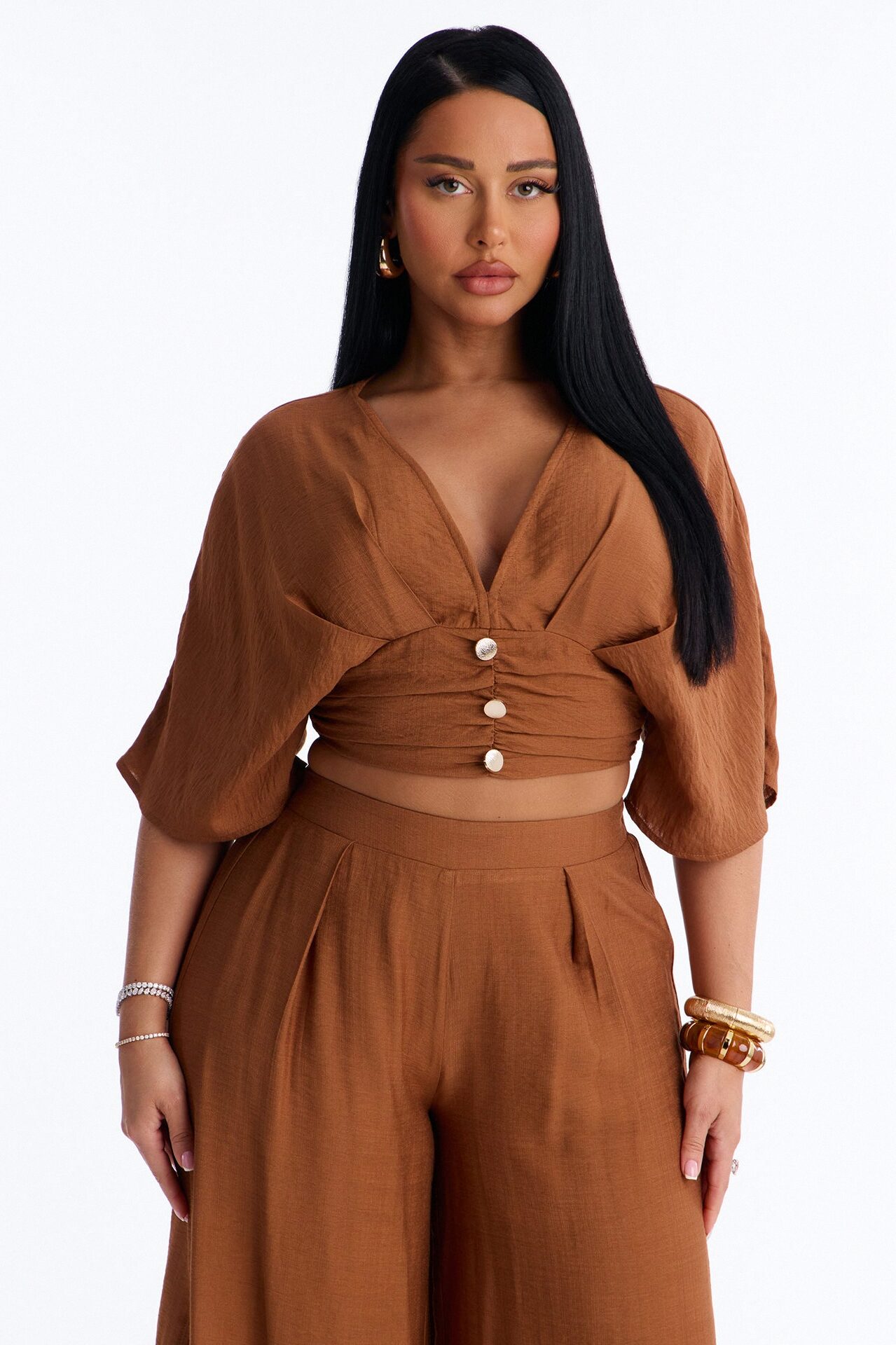 Not So Complicated Linen Pant Set - Rust