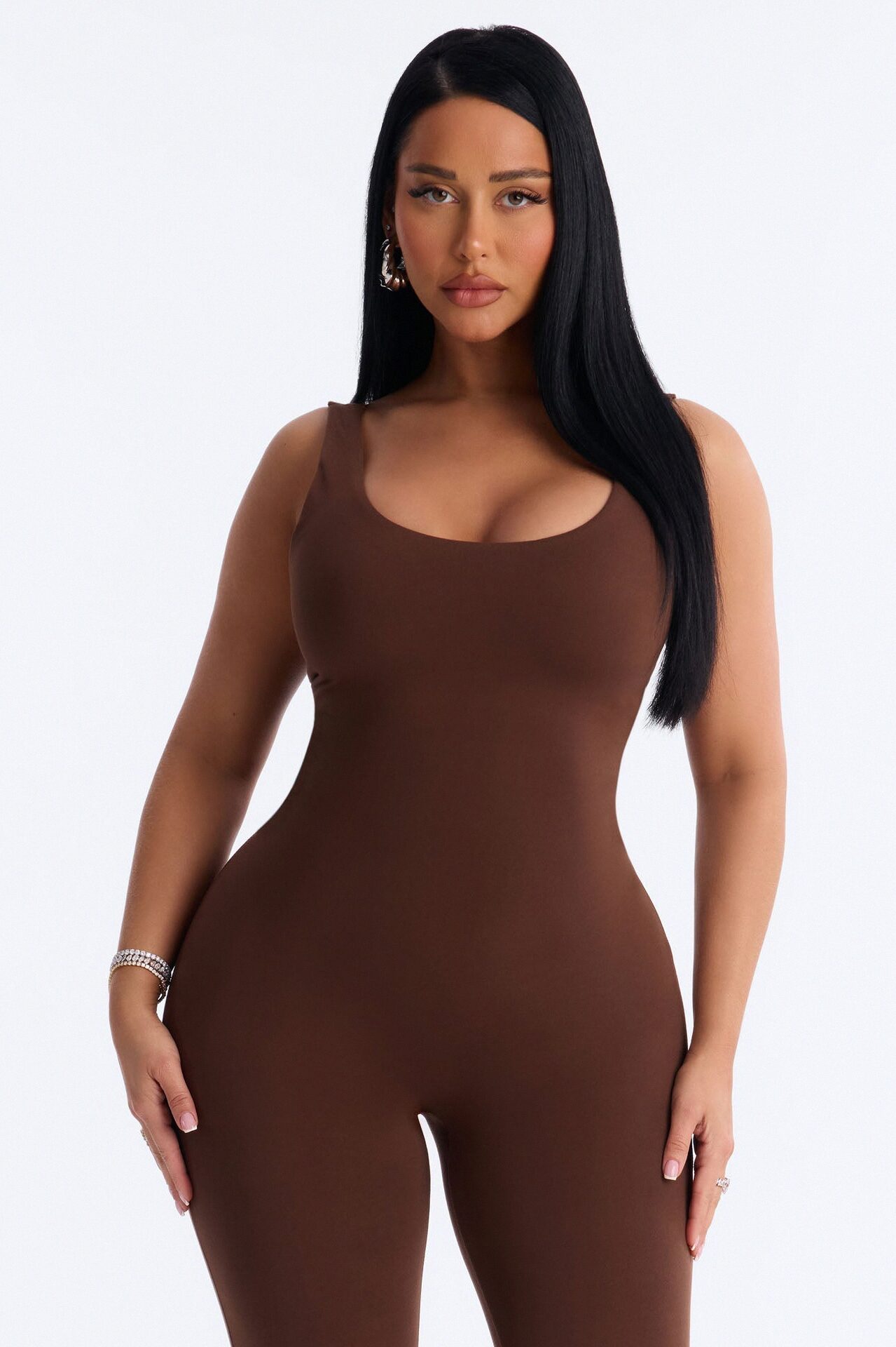 Malia Built In Bra Catsuit - Chocolate