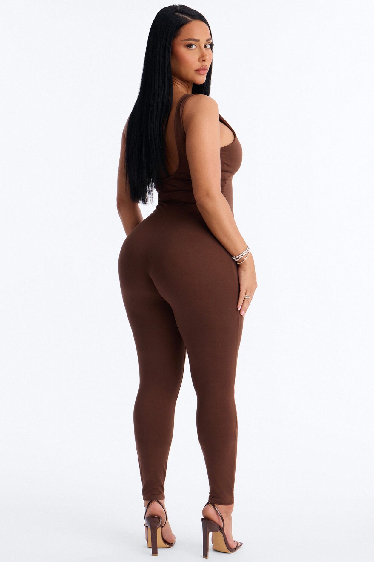Malia Built In Bra Catsuit - Chocolate